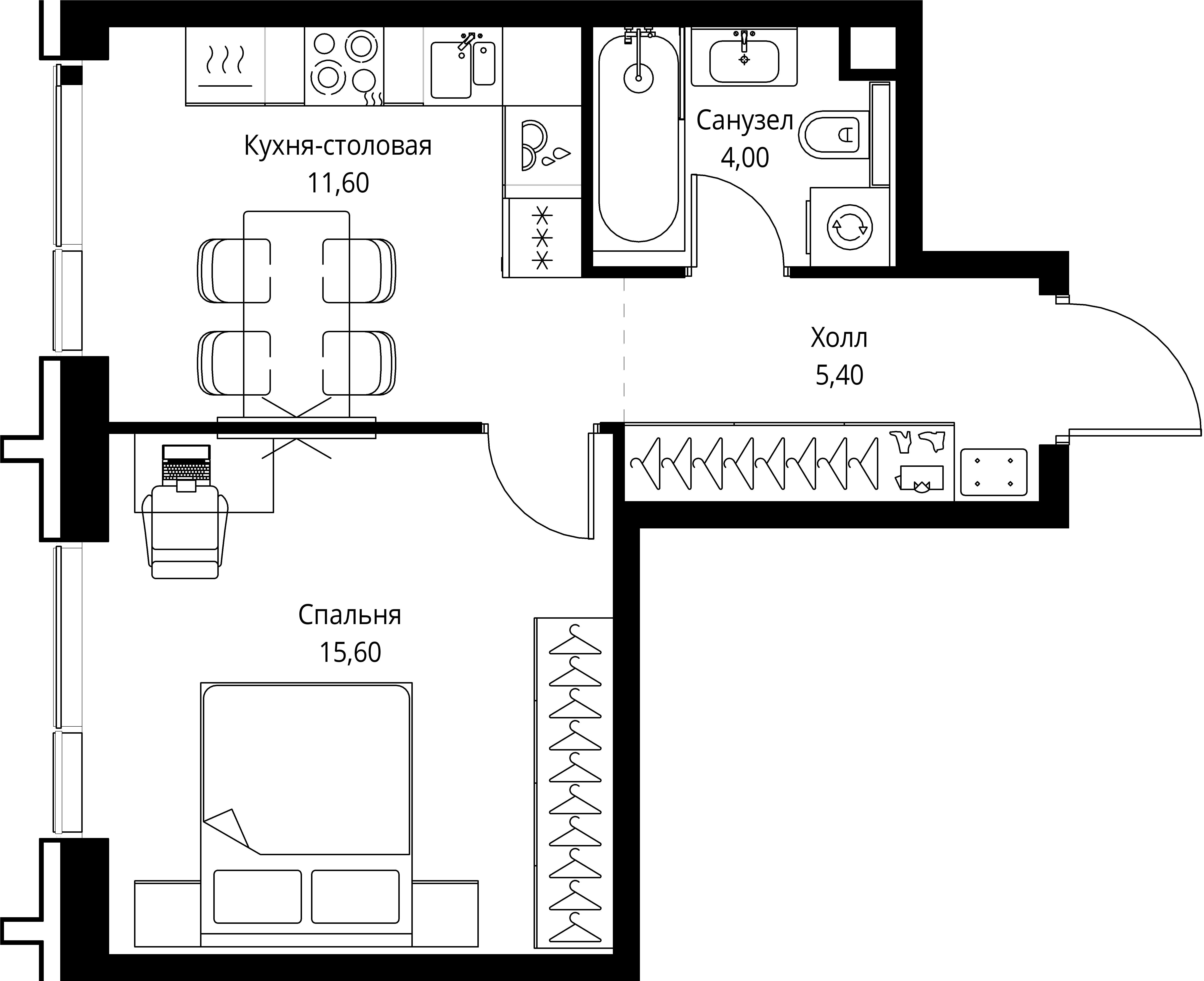 1-комнатная, 36,6 м² — 22 258 086 ₽