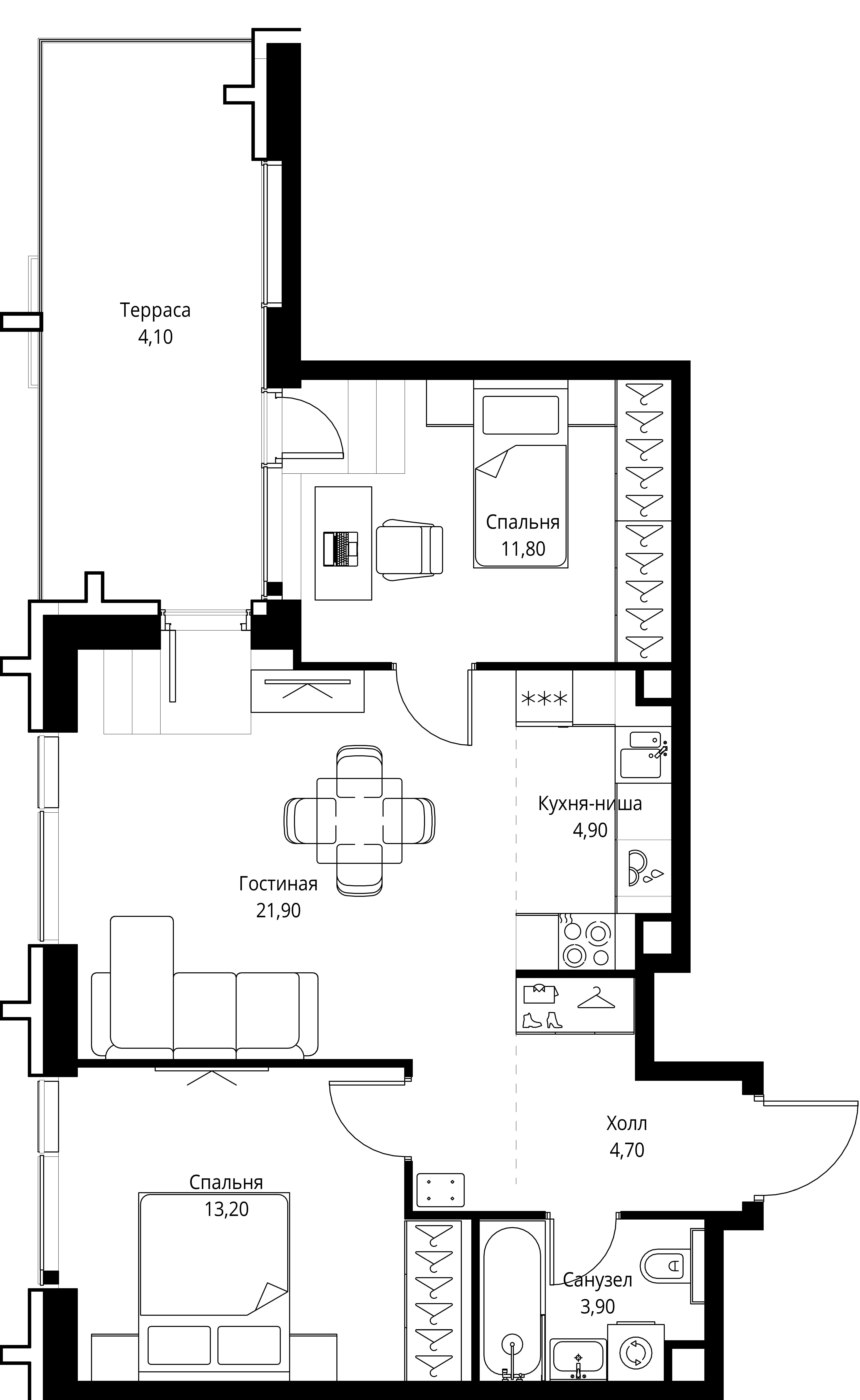 2-комнатная, 64,5 м² — 47 089 102 ₽