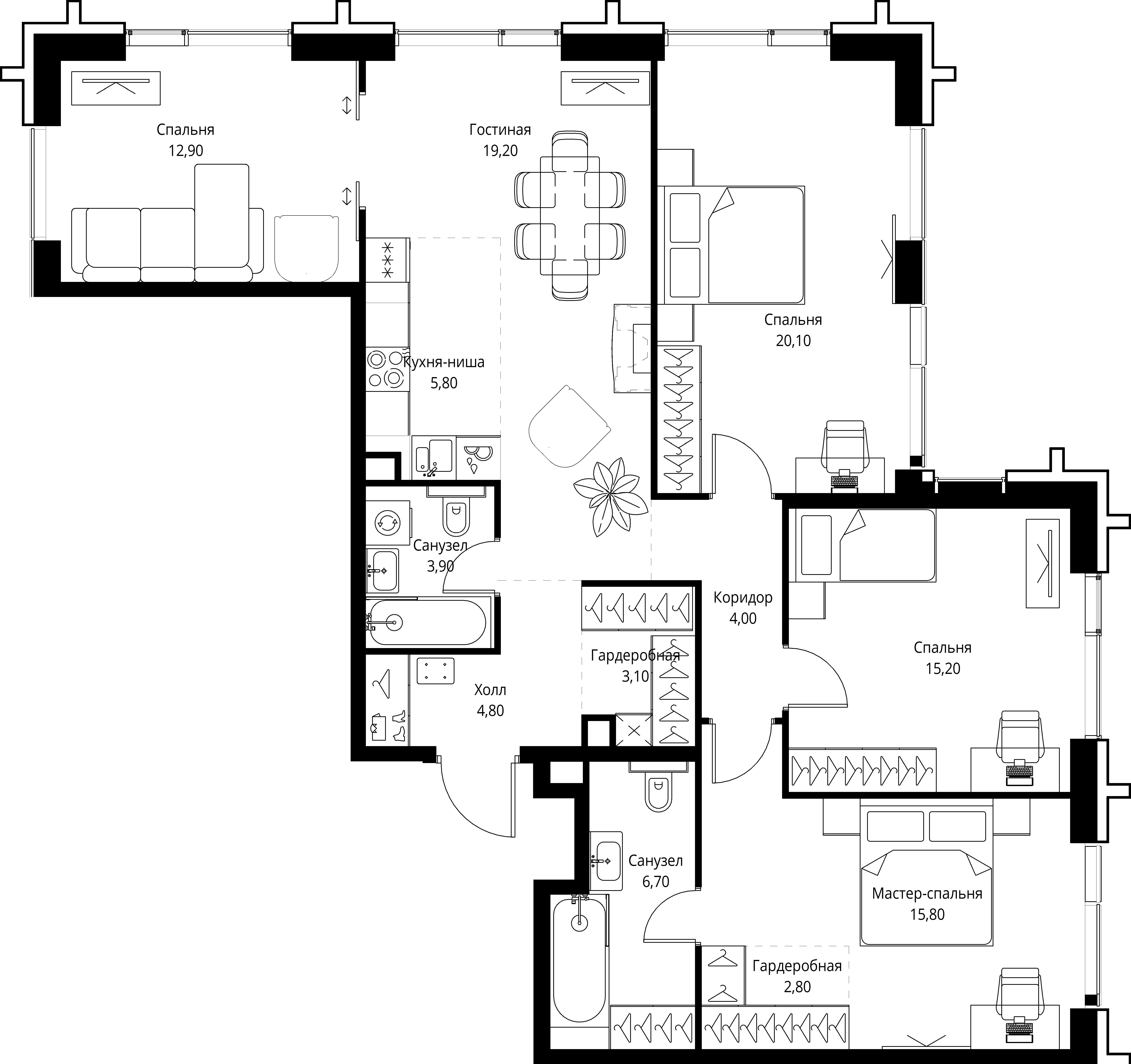 4-комнатная, 114,5 м² — 61 288 699 ₽