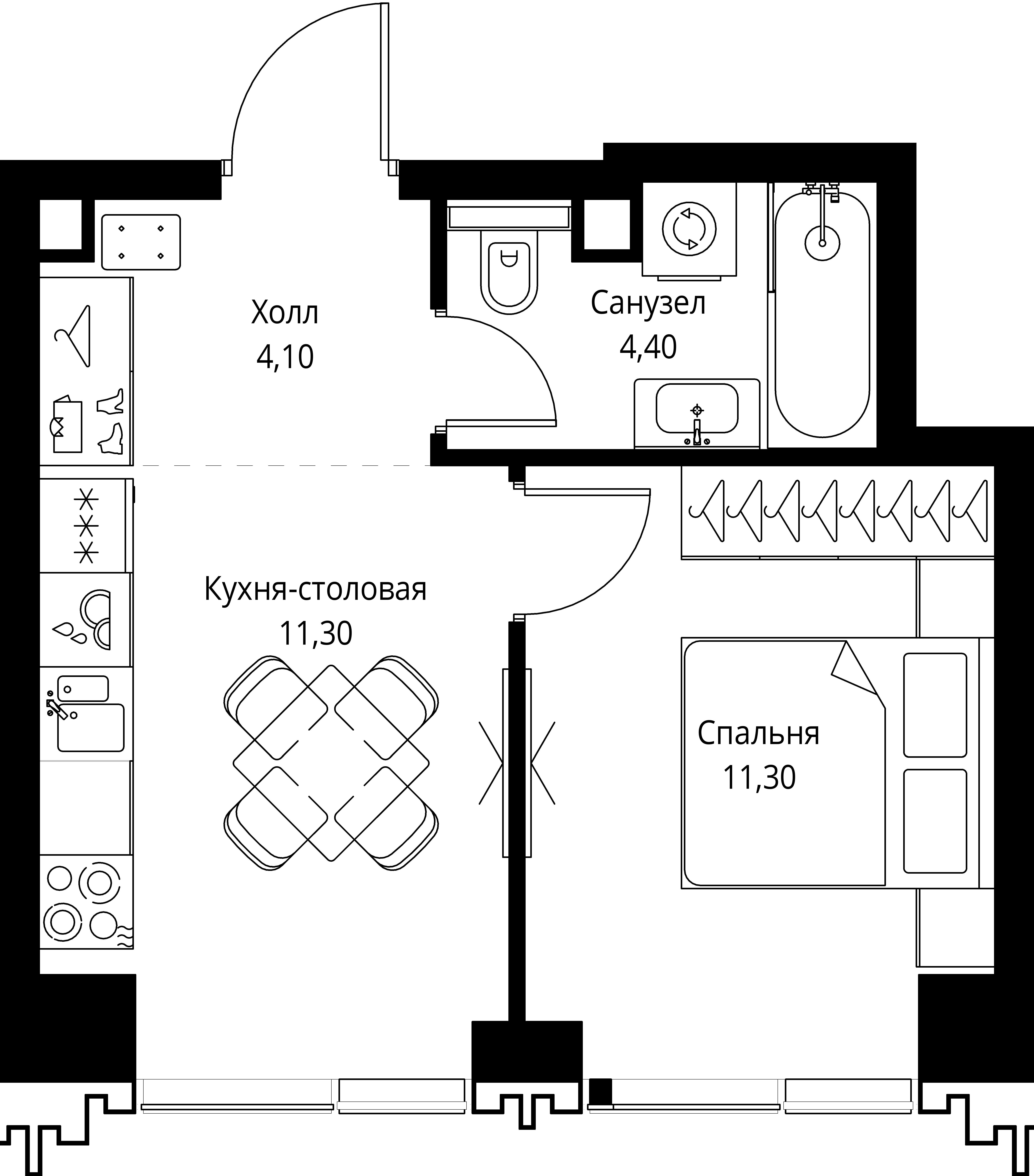 1-комнатная, 31,1 м² — 21 812 284 ₽