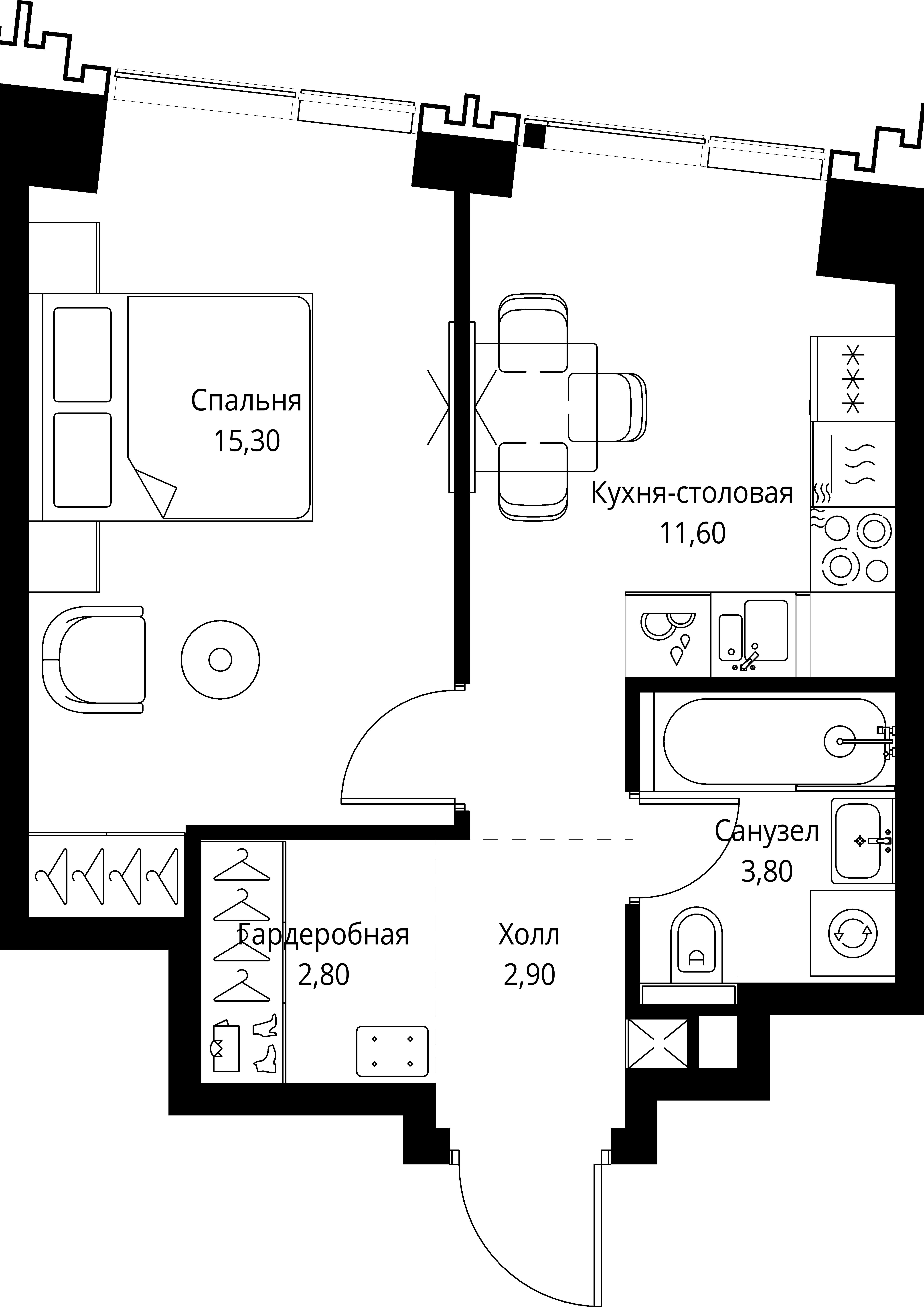 1-комнатная, 36,6 м² — 22 838 984 ₽