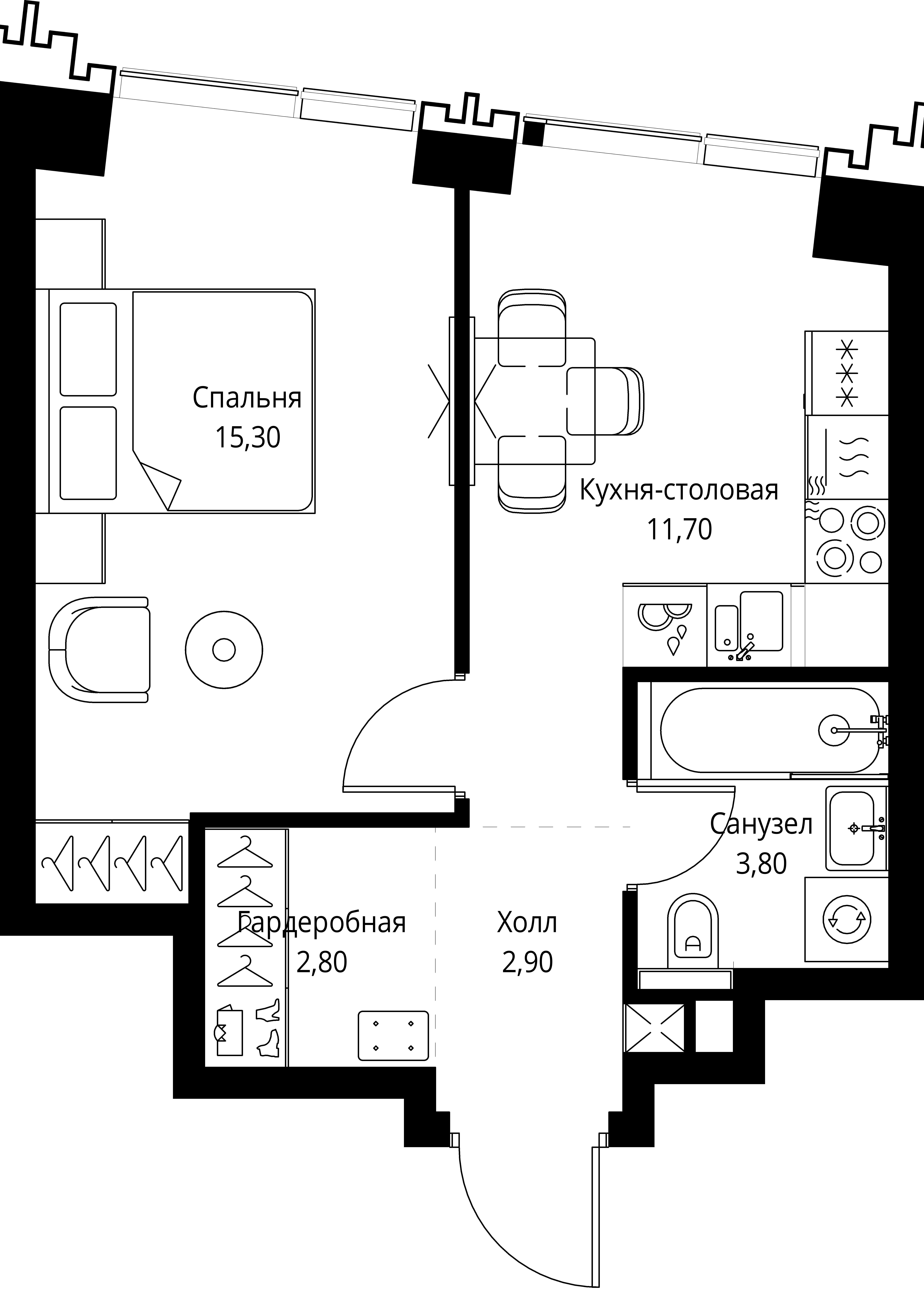1-комнатная, 36,7 м² — 23 062 096 ₽