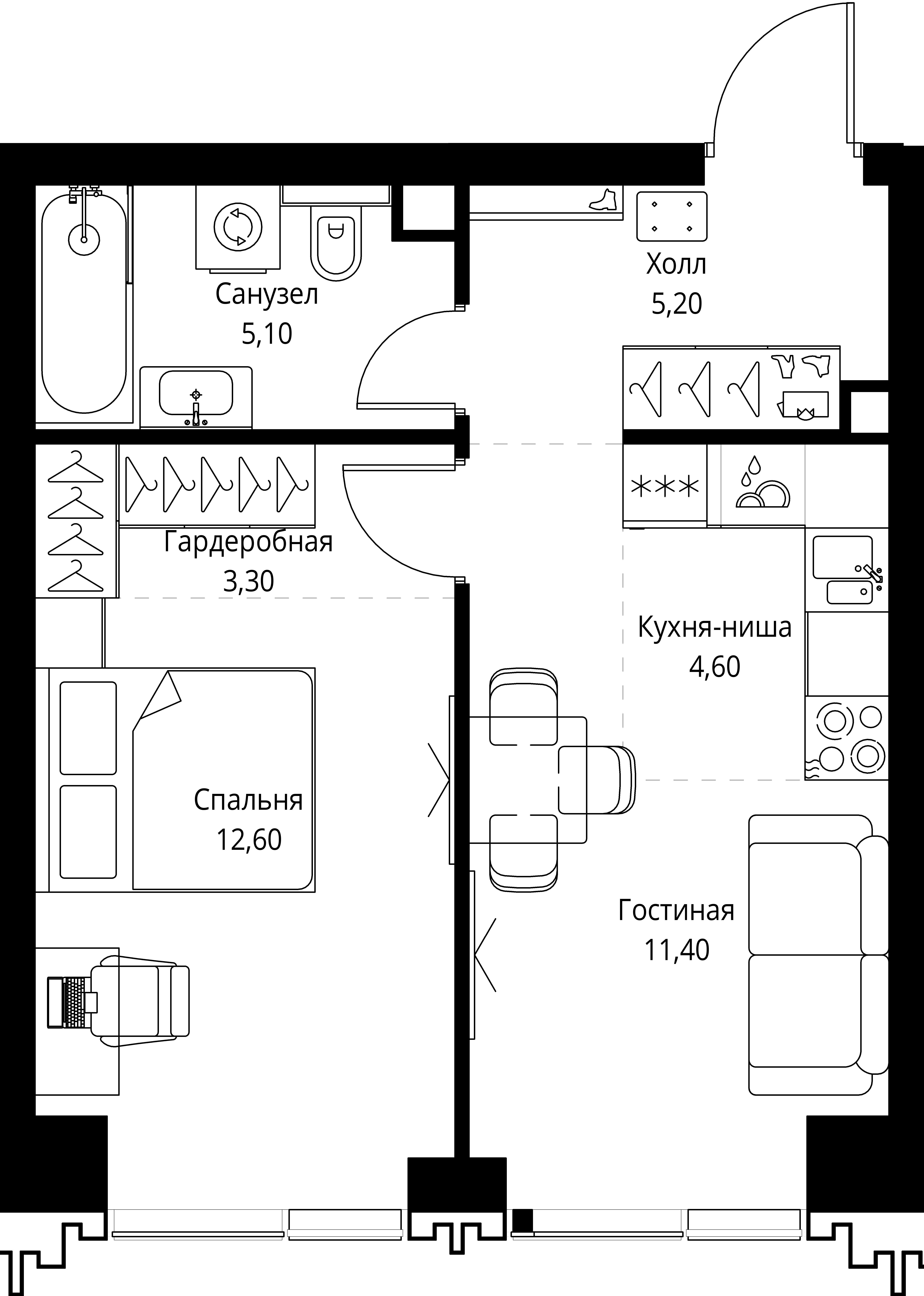 1-комнатная, 42,2 м² — 24 414 870 ₽
