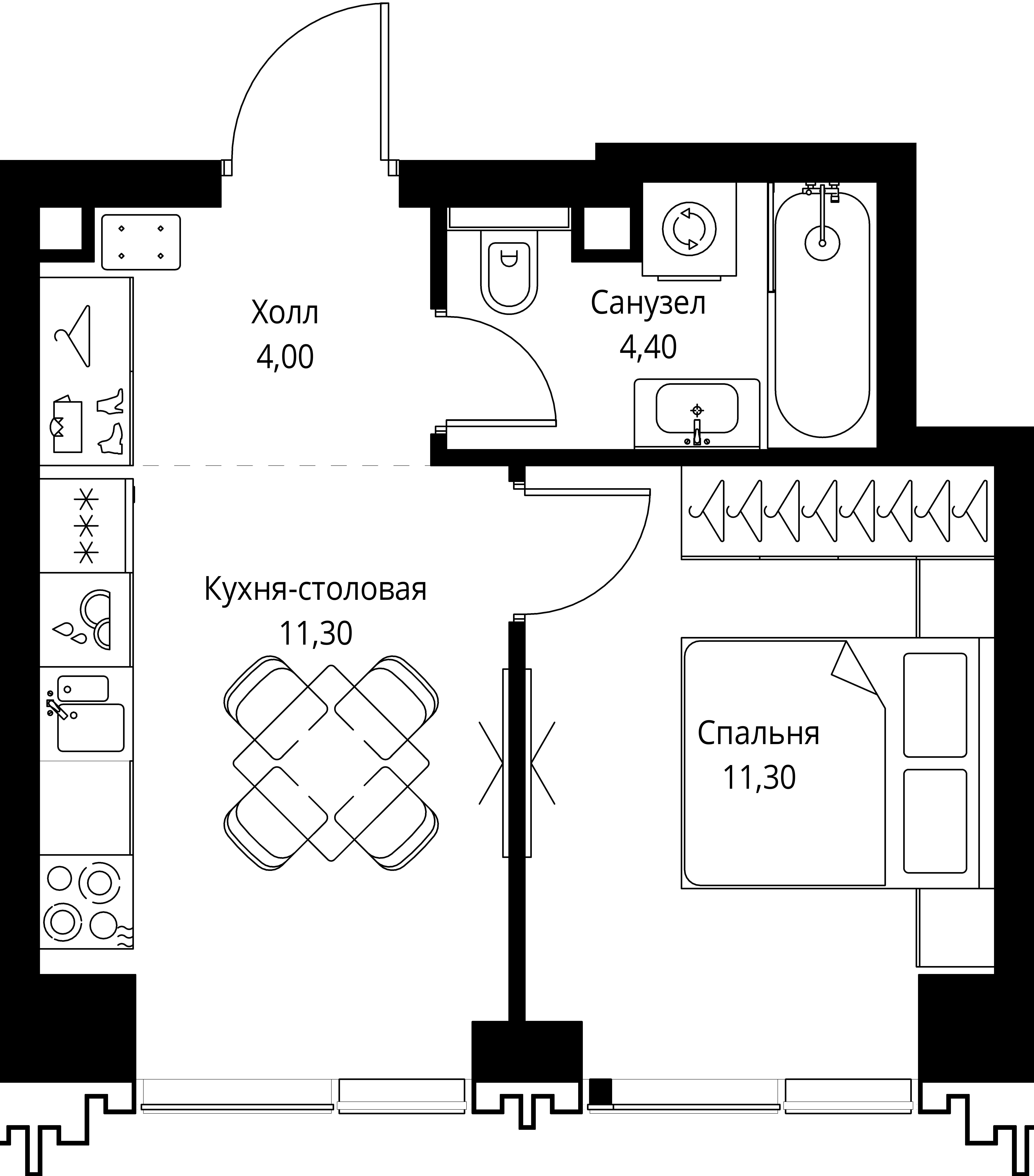 1-комнатная, 31 м² — 21 542 191 ₽