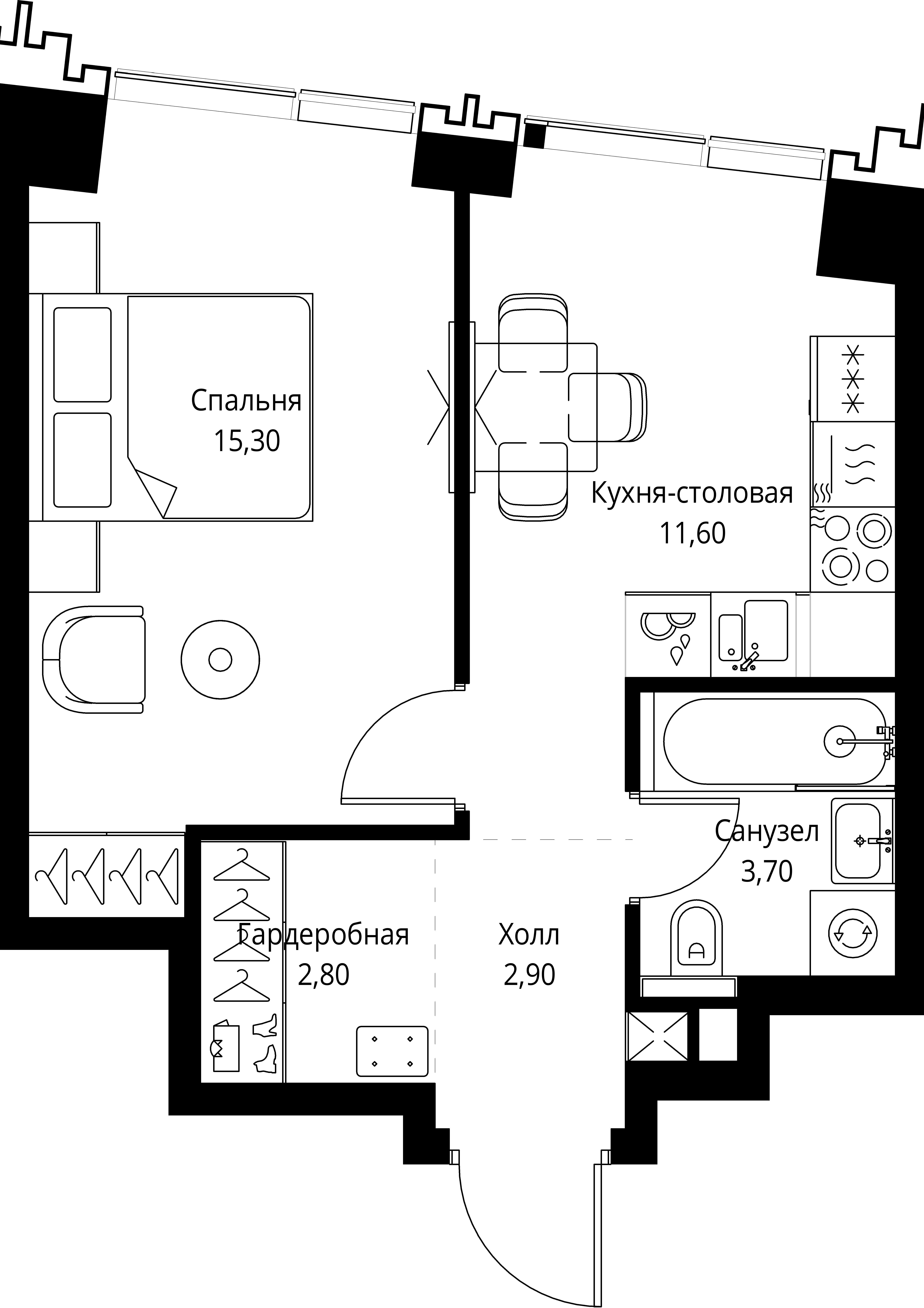 1-комнатная, 36,5 м² — 22 266 836 ₽