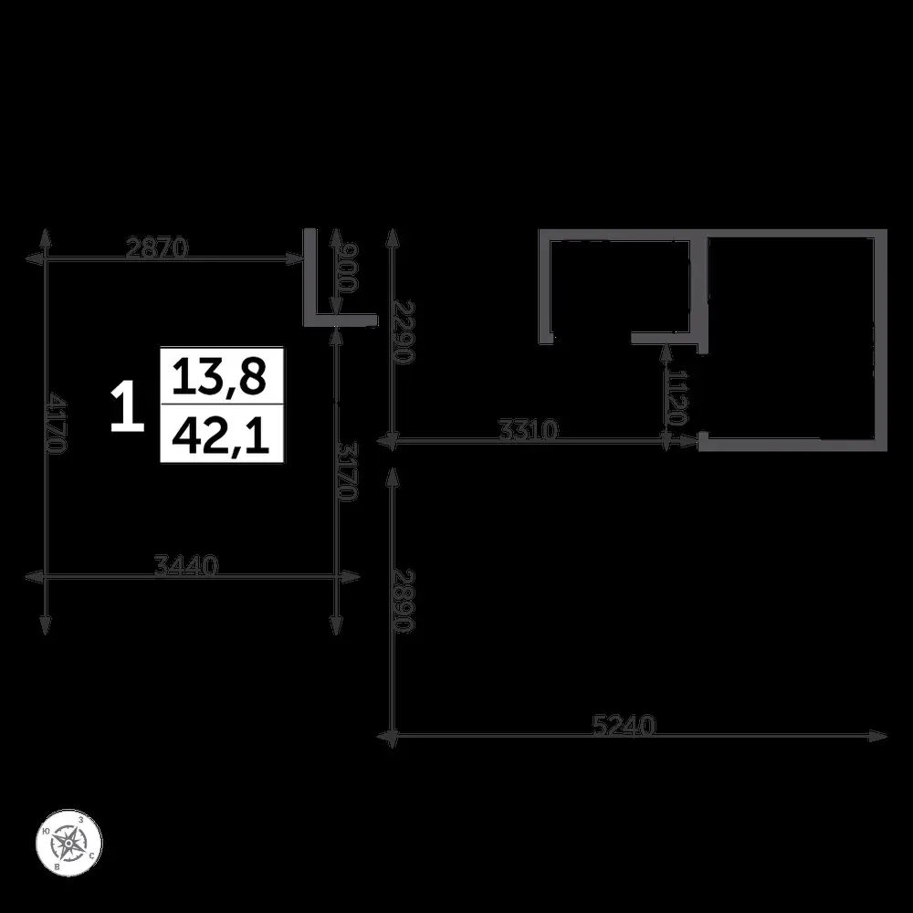 1-комнатная, 43,4 м² — 12 738 117 ₽