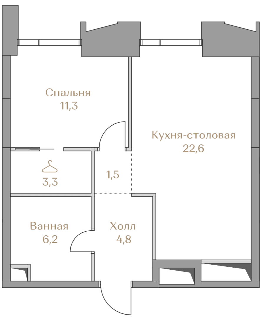 1-комнатная, 49,7 м² — 83 141 000 ₽