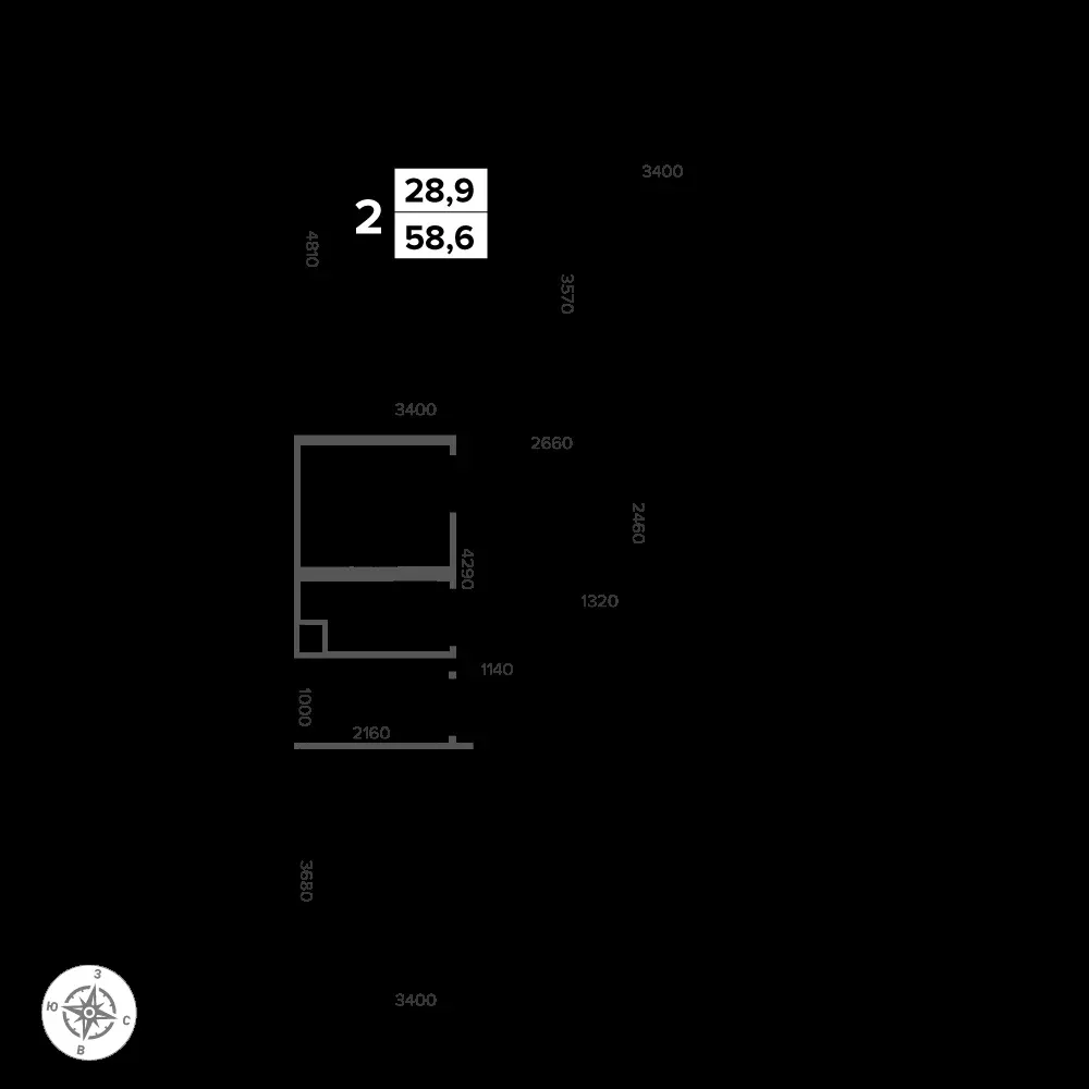 2-комнатная, 59,8 м² — 14 664 455 ₽