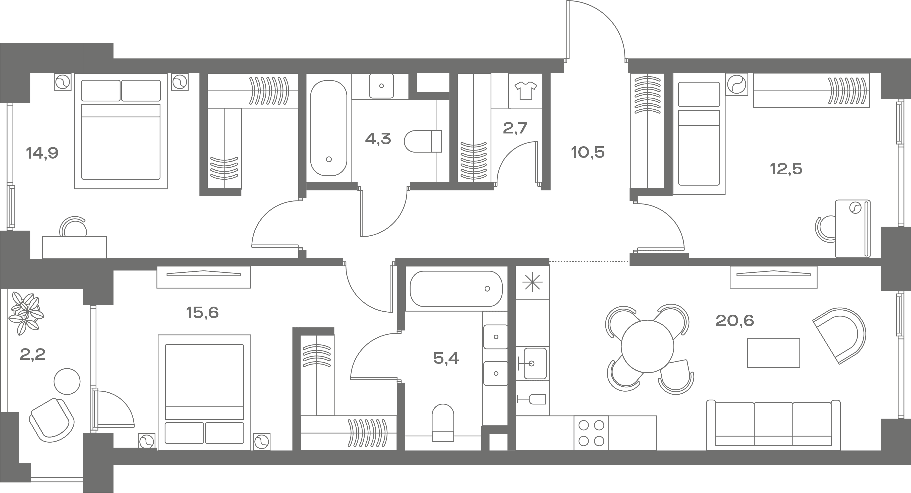 3-комнатная, 93,3 м² — 92 861 490 ₽