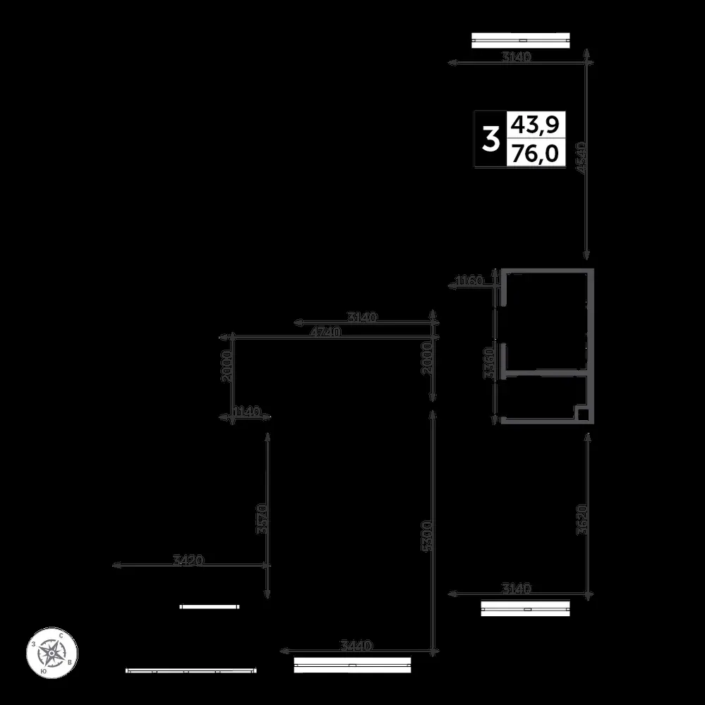 3-комнатная, 77,2 м² — 17 343 366 ₽