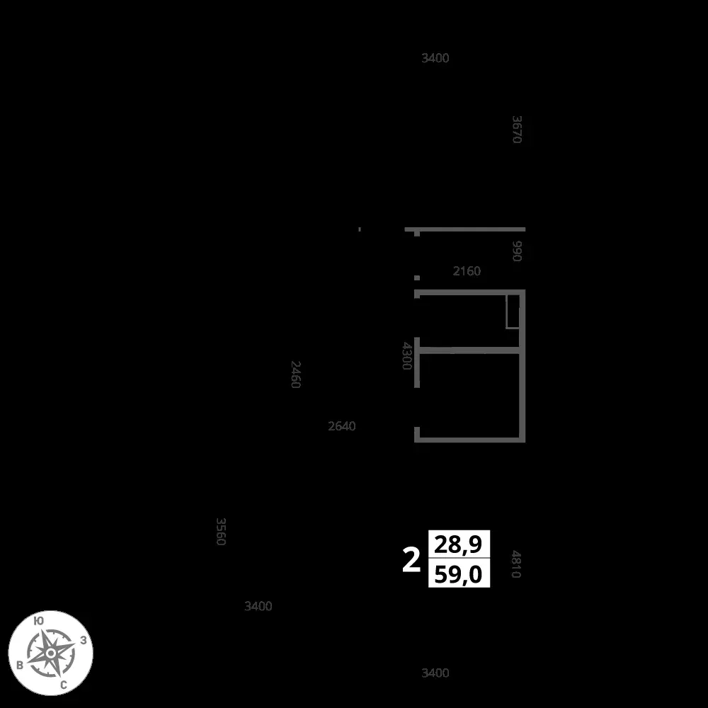 2-комнатная, 58,9 м² — 17 454 132 ₽