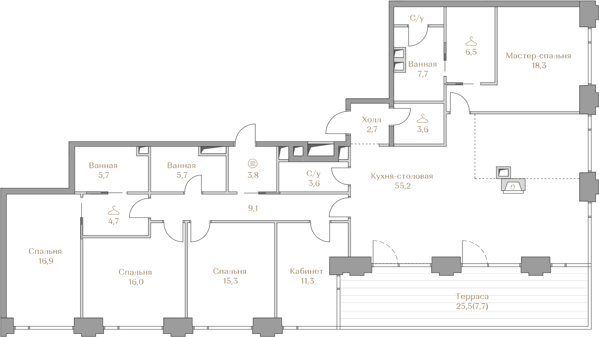 4-комнатная, 193,6 м² — 503 360 000 ₽