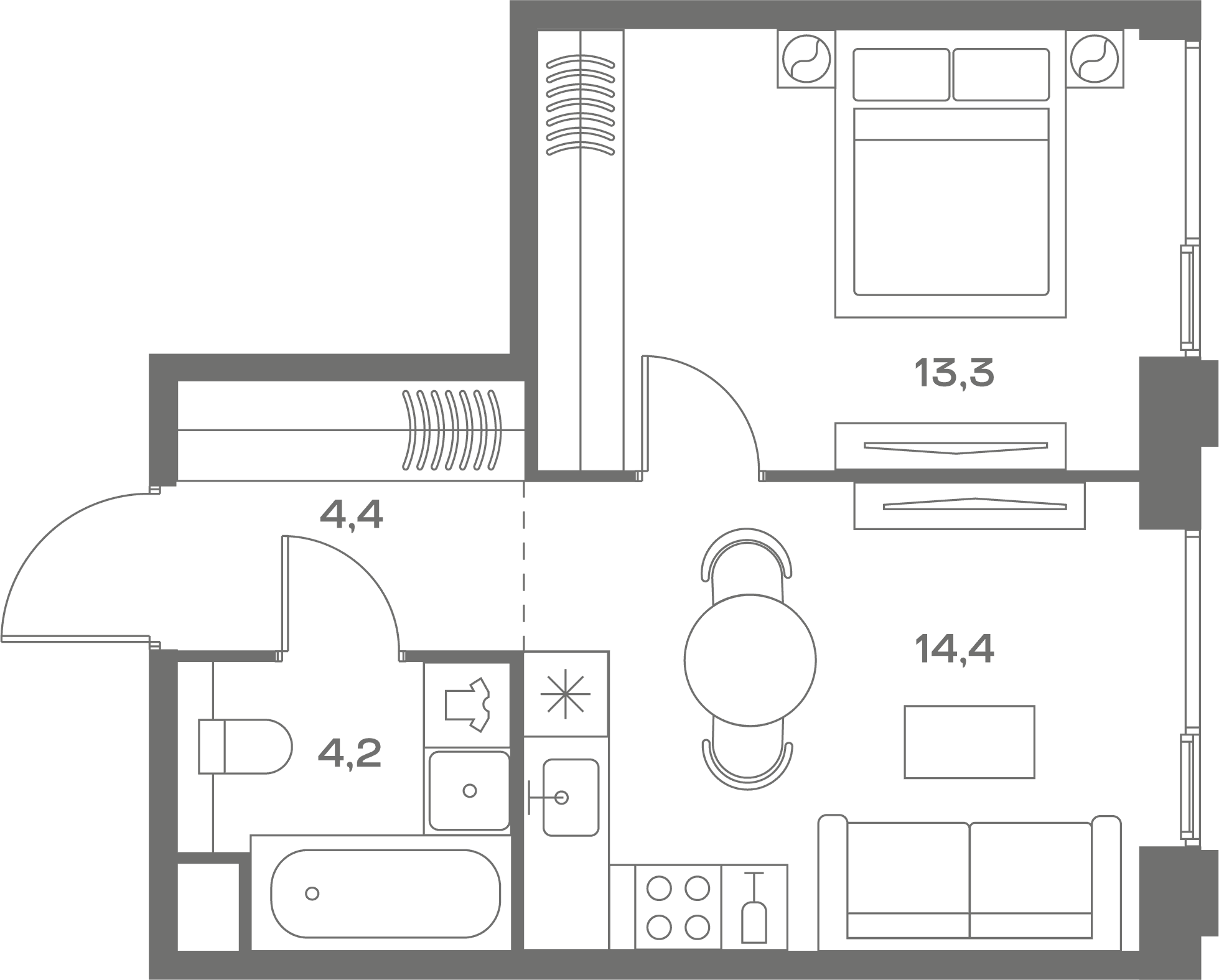 1-комнатная, 36,3 м² — 32 277 960 ₽