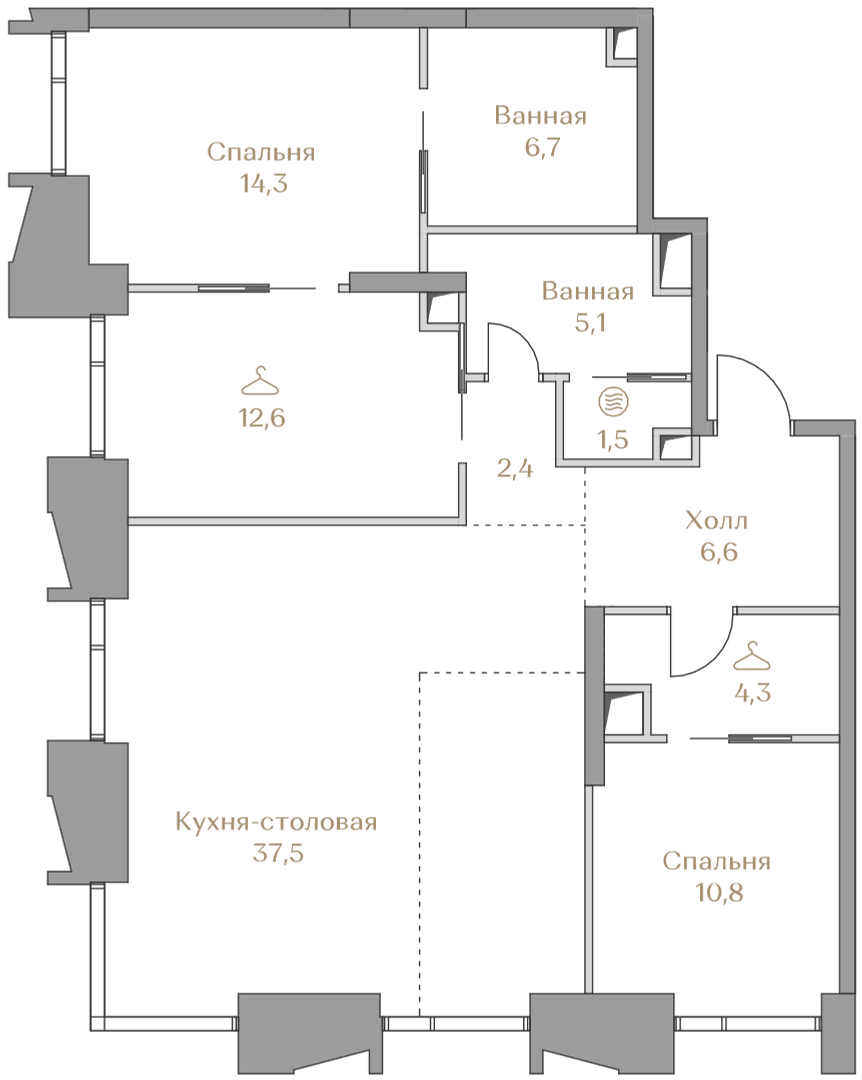 2-комнатная, 101,8 м² — 225 051 000 ₽