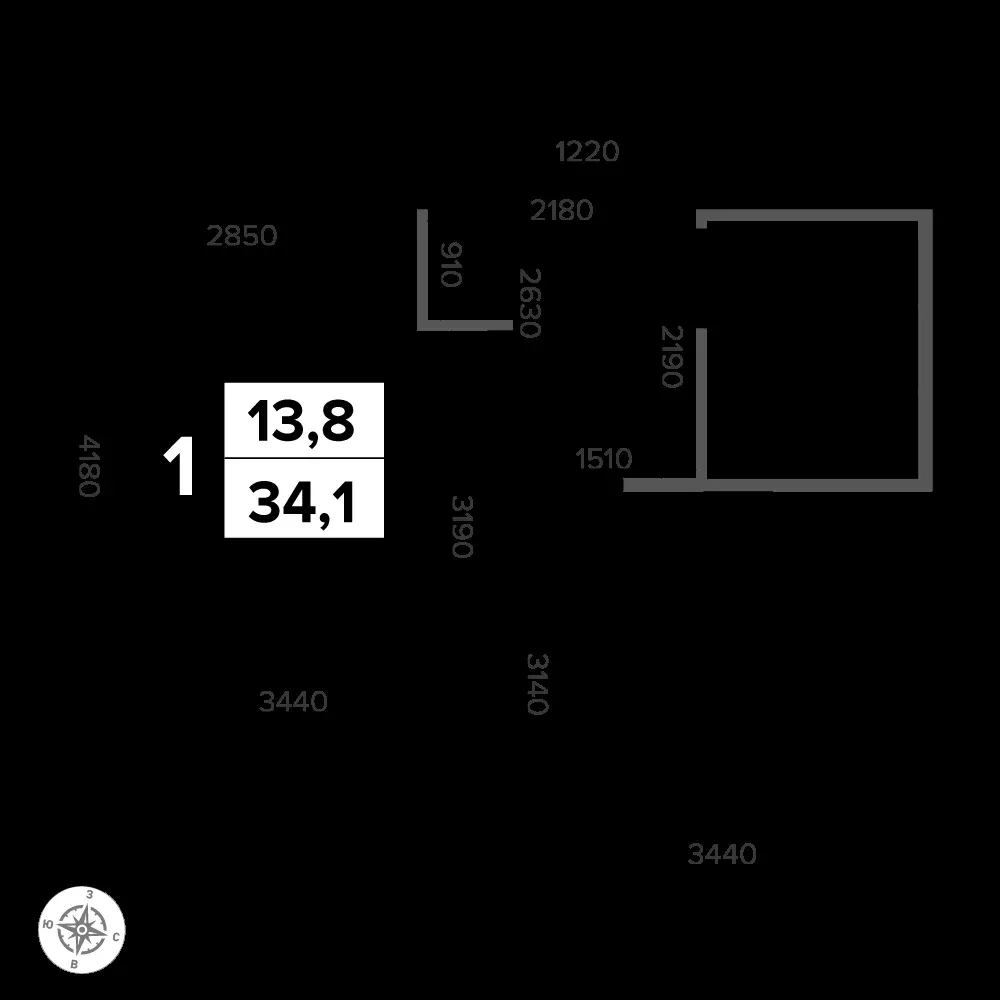 1-комнатная, 34,6 м² — 11 161 095 ₽