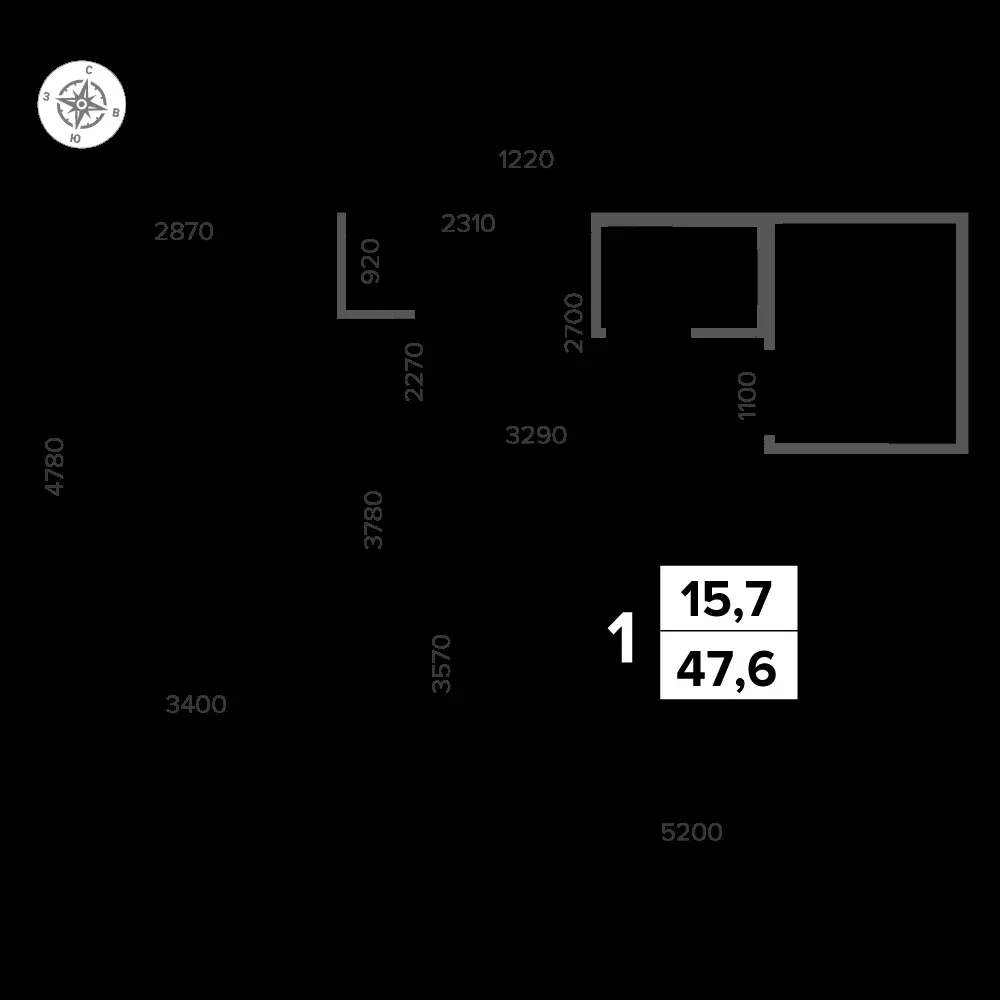 1-комнатная, 48 м² — 13 798 560 ₽