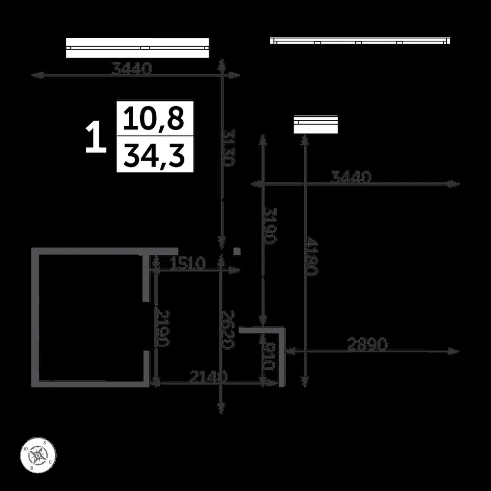 1-комнатная, 34,9 м² — 10 532 558 ₽