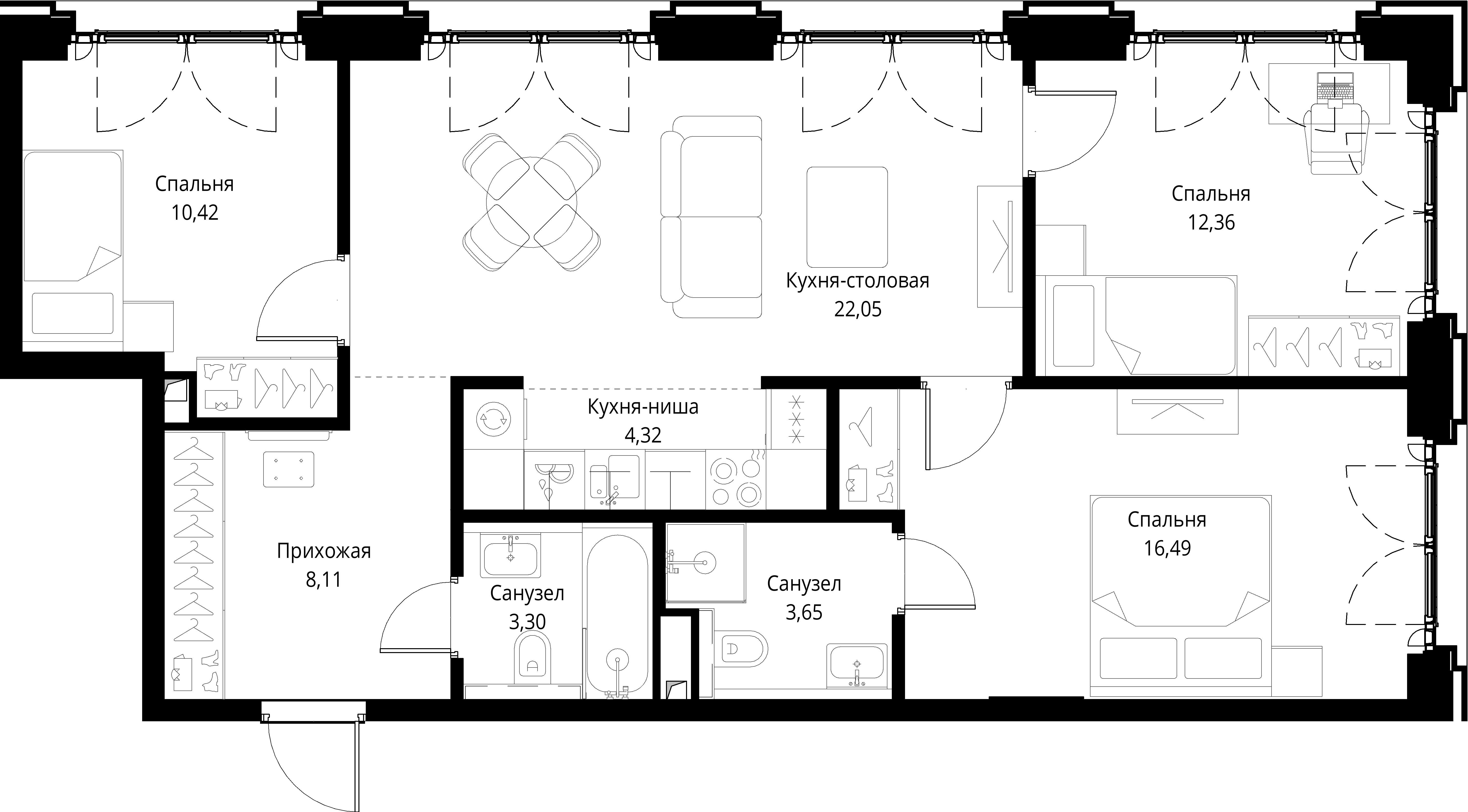 3-комнатная, 80,7 м² — 38 417 275 ₽