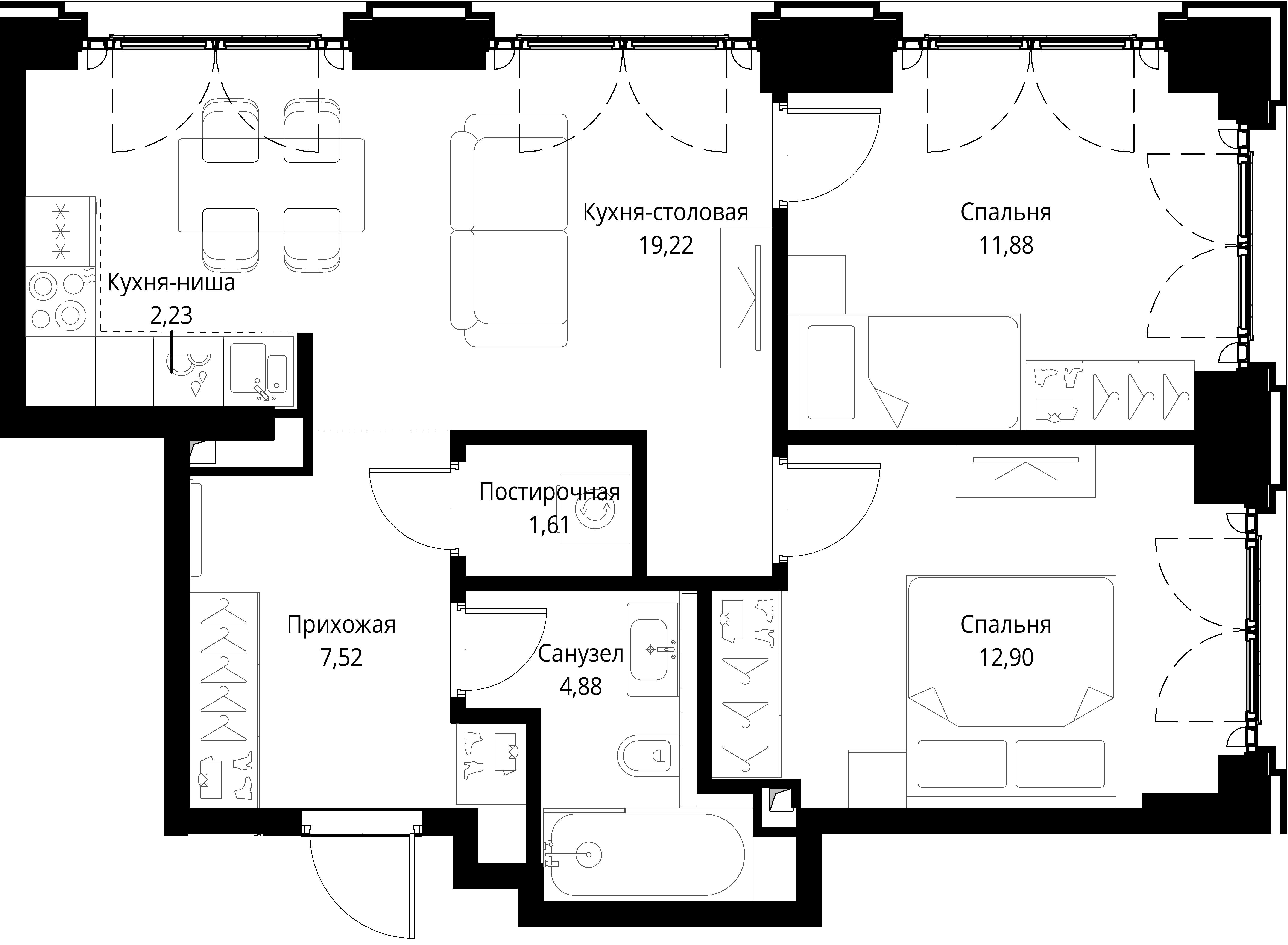 2-комнатная, 60,24 м² — 31 477 661 ₽