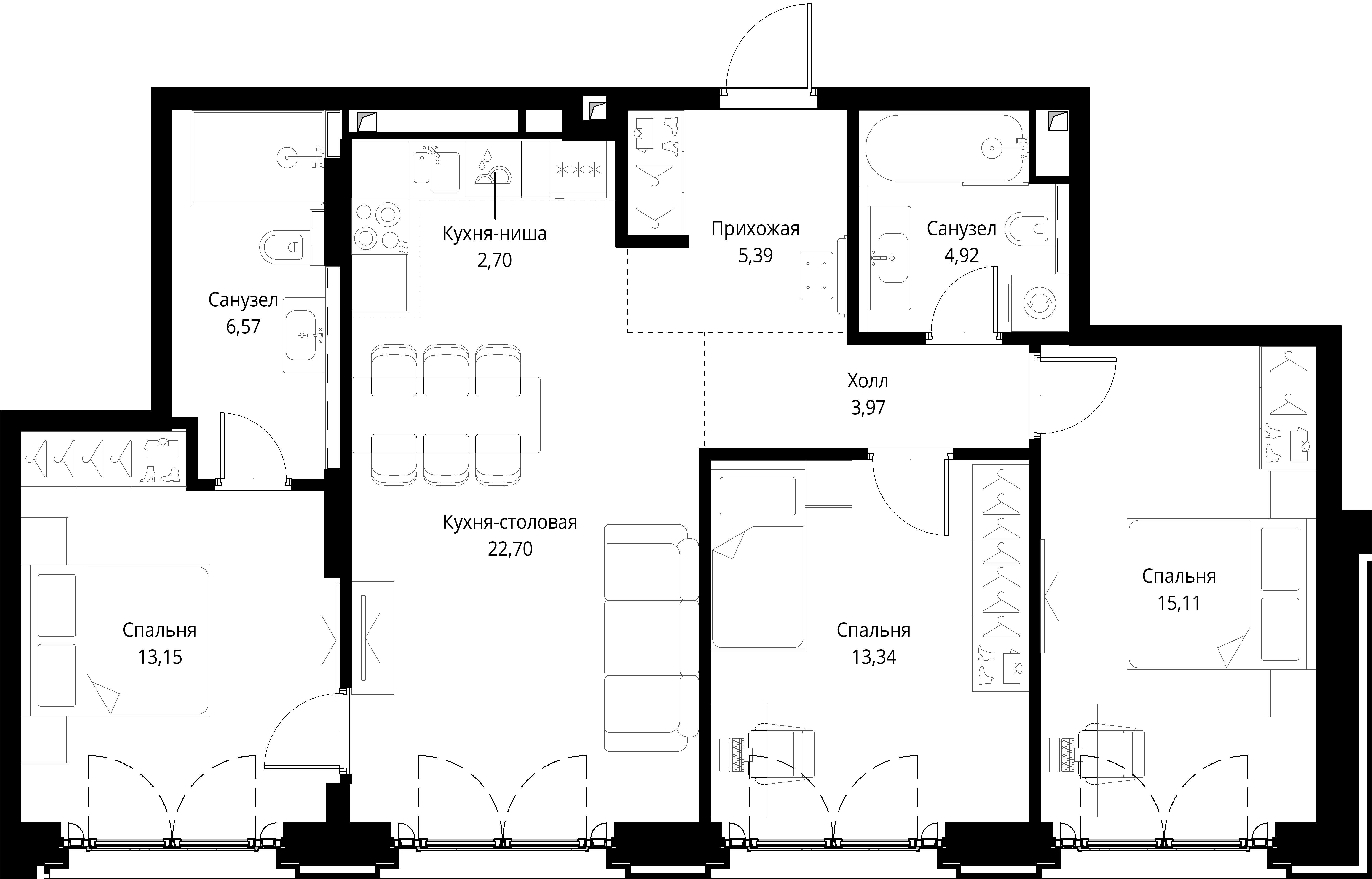 3-комнатная, 87,85 м² — 48 518 632 ₽