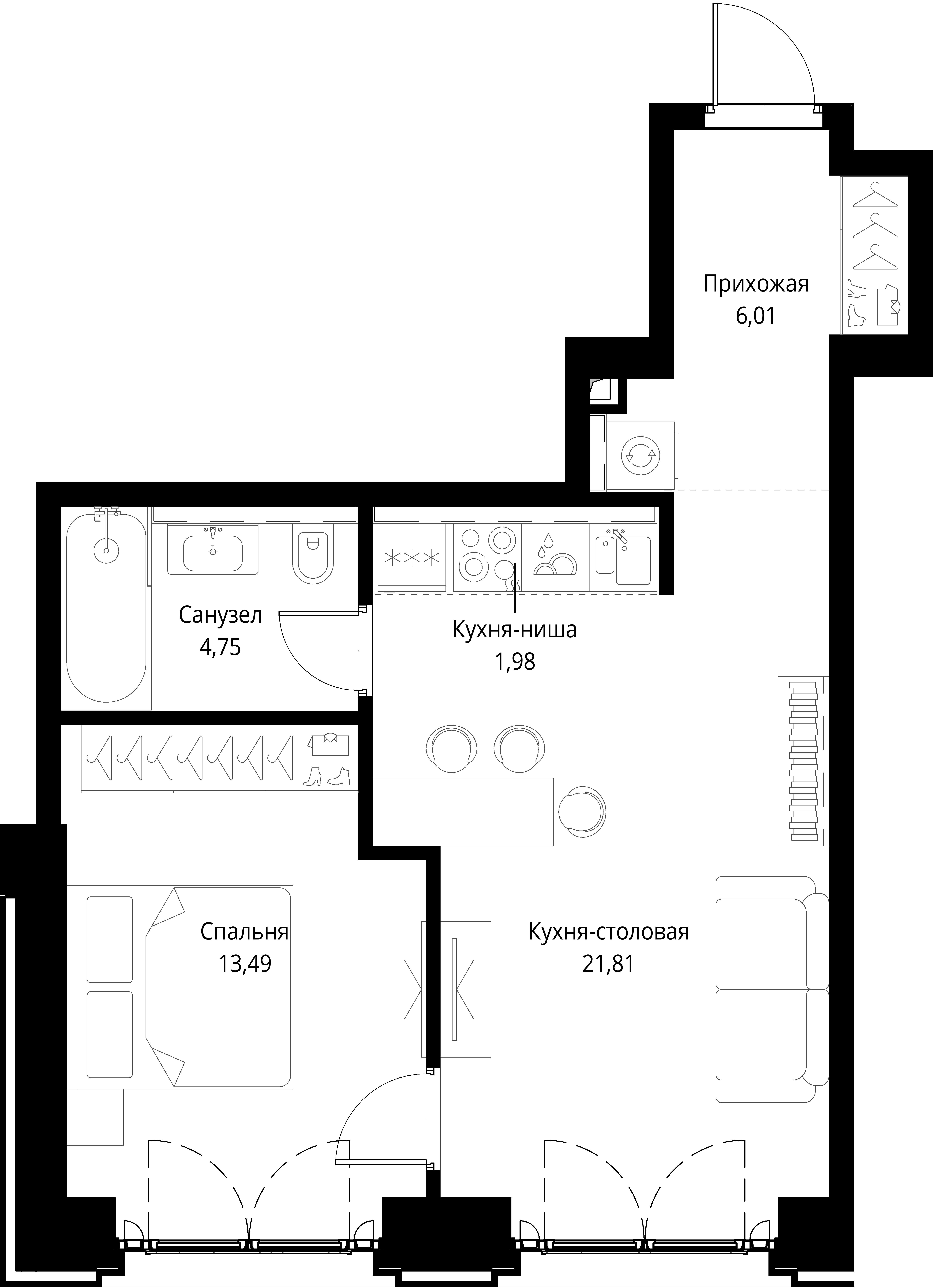 1-комнатная, 48,04 м² — 30 022 473 ₽