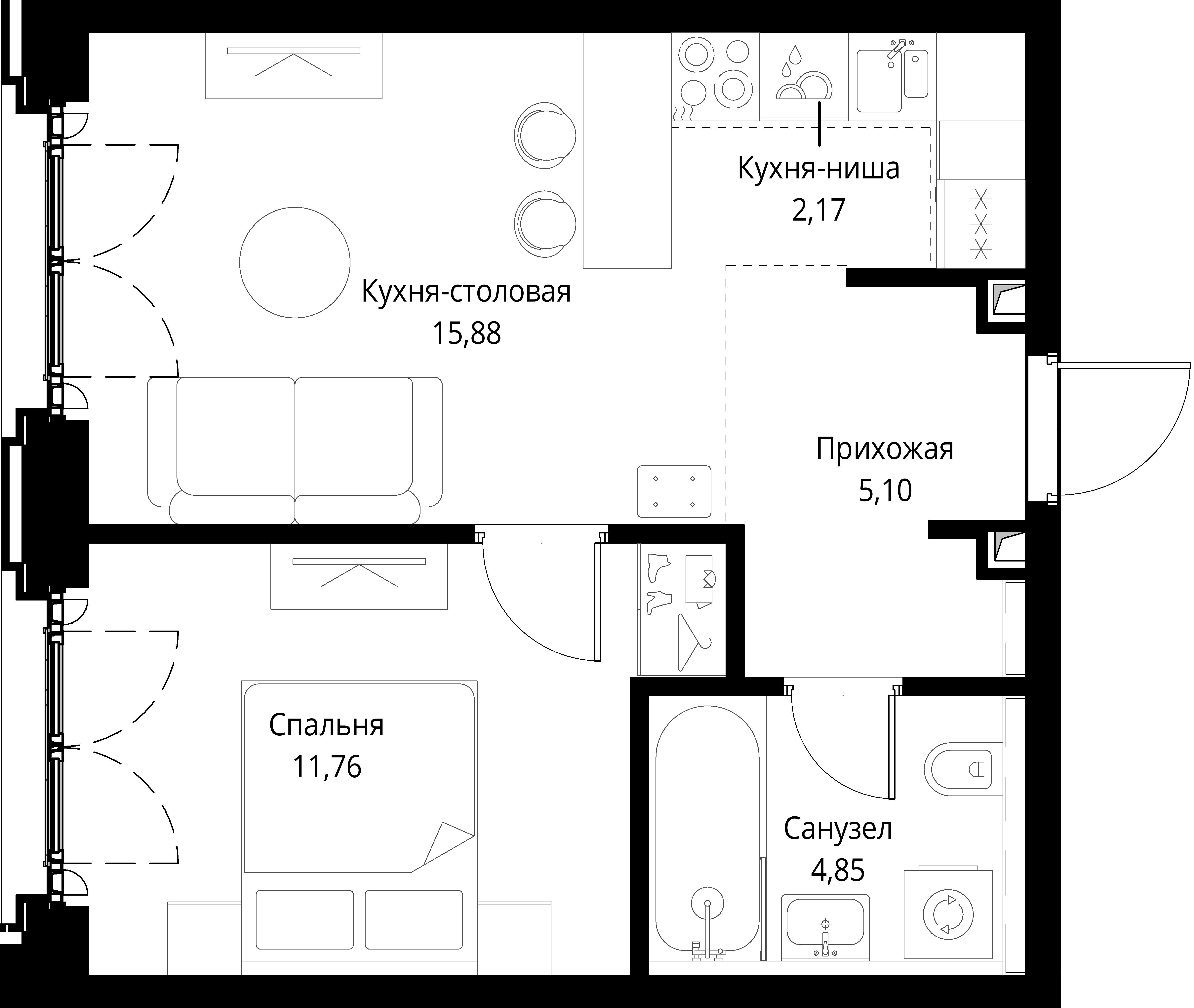 1-комнатная, 39,77 м² — 25 903 291 ₽