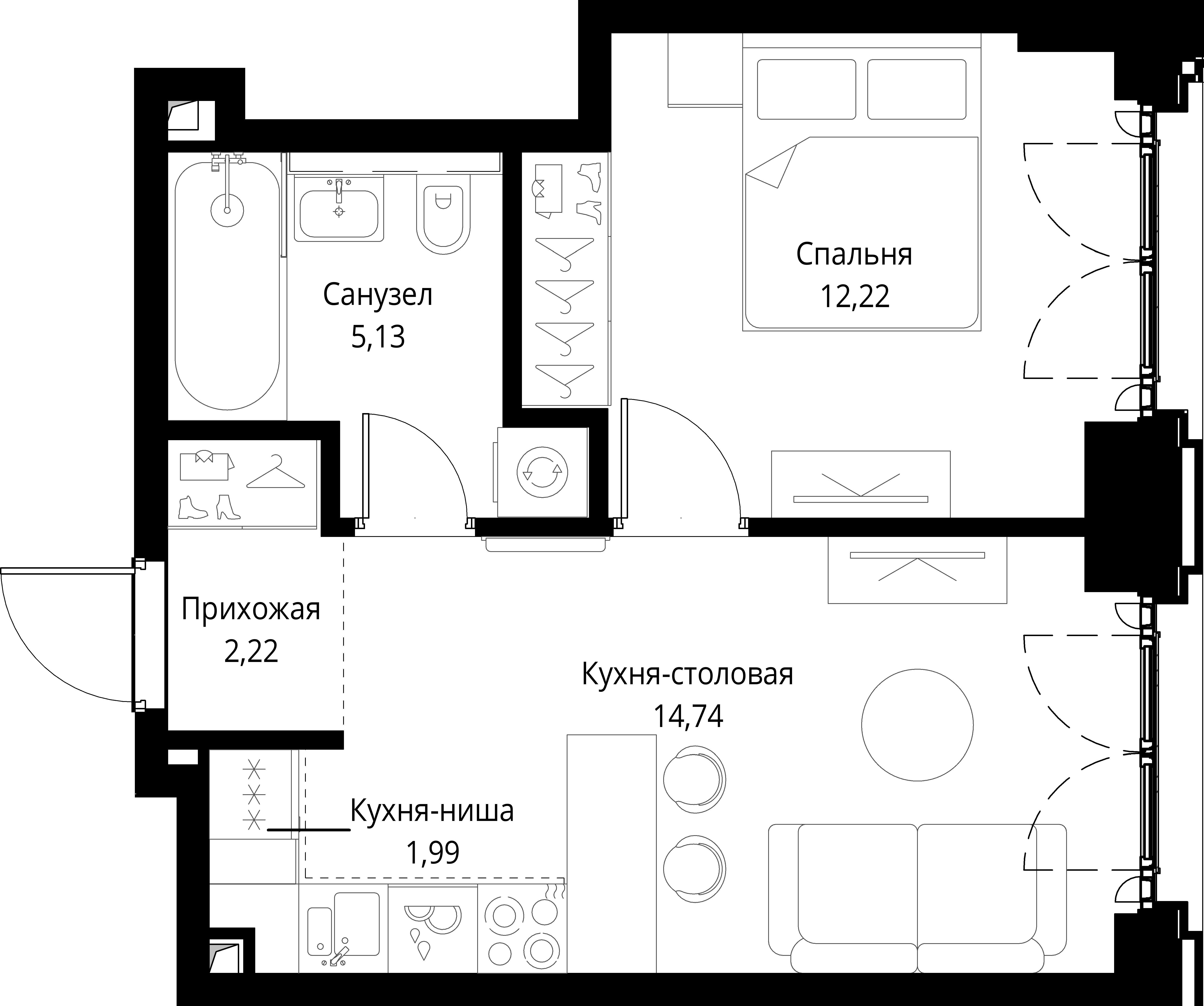 1-комнатная, 36,3 м² — 22 191 652 ₽