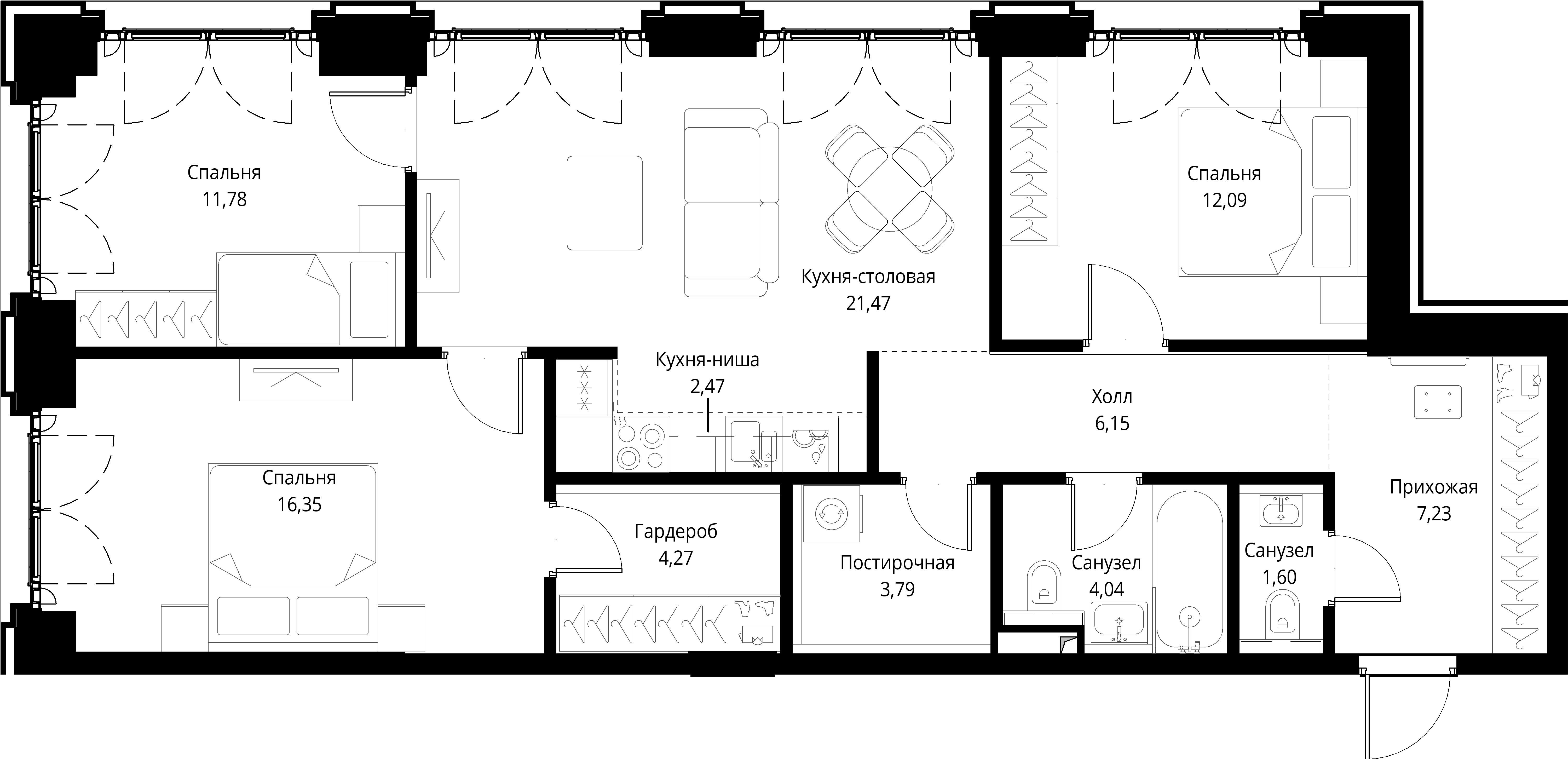 3-комнатная, 91,24 м² — 42 126 821 ₽