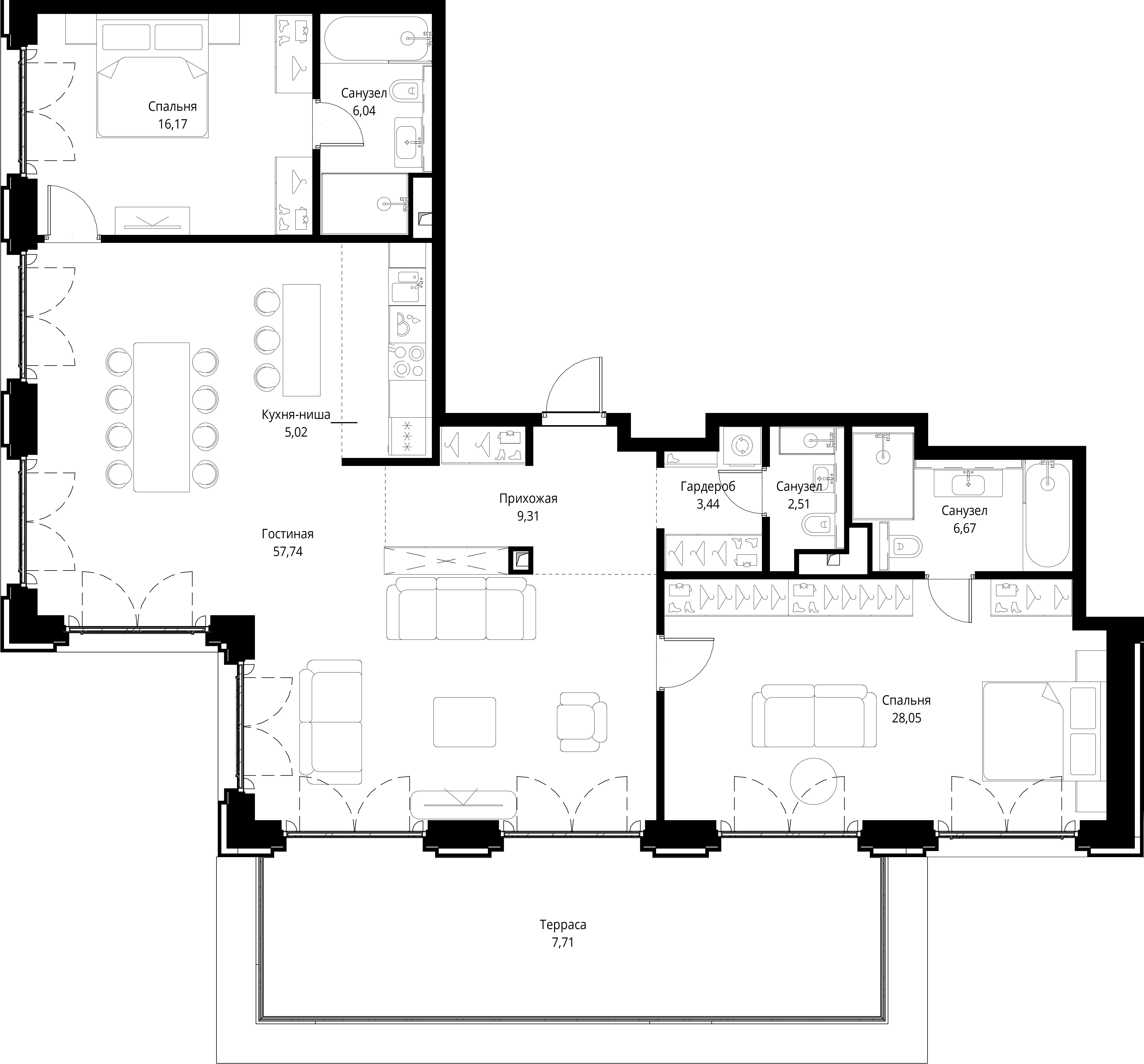 2-комнатная, 142,66 м² — 95 152 665 ₽