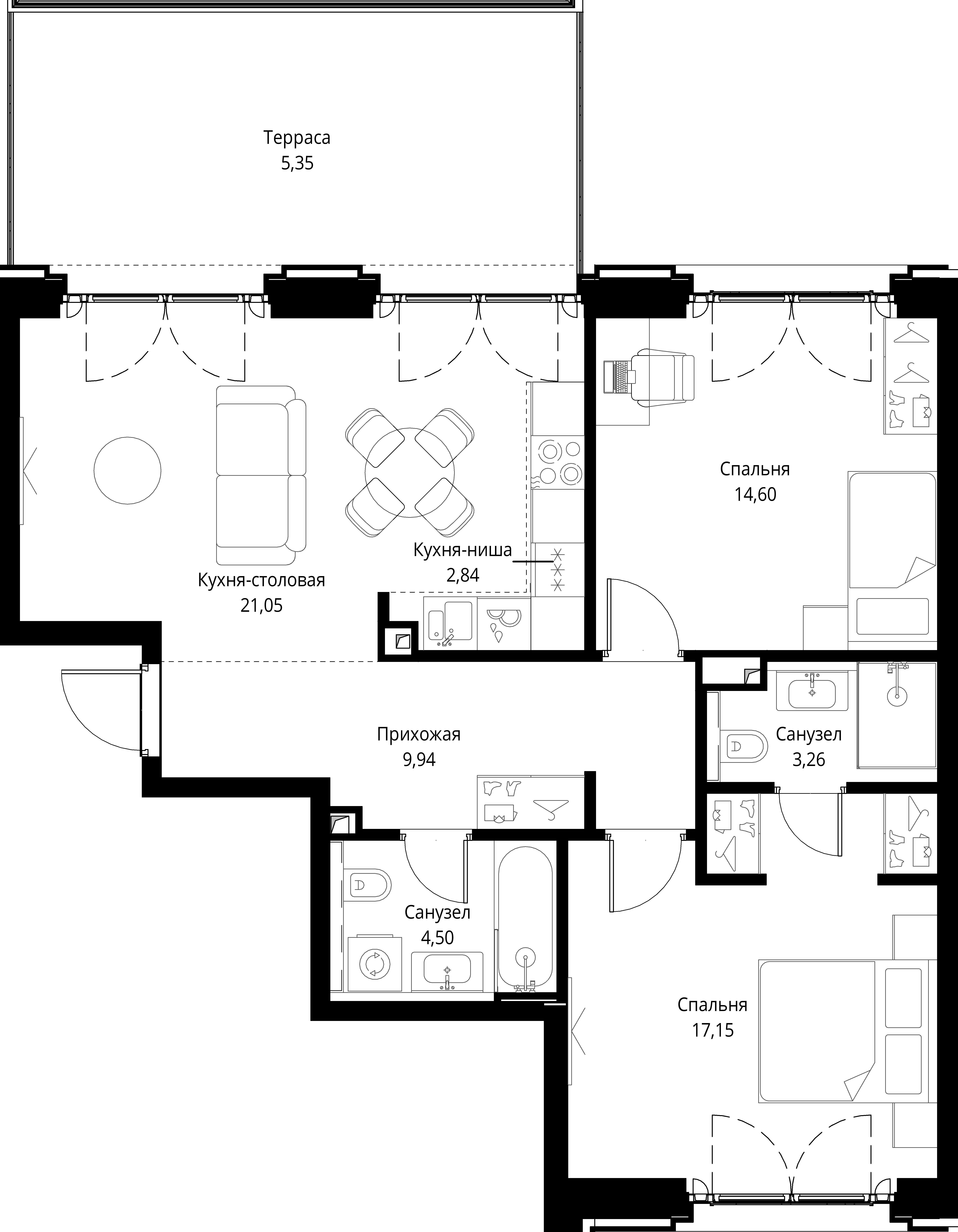 2-комнатная, 74,19 м² — 39 303 547 ₽