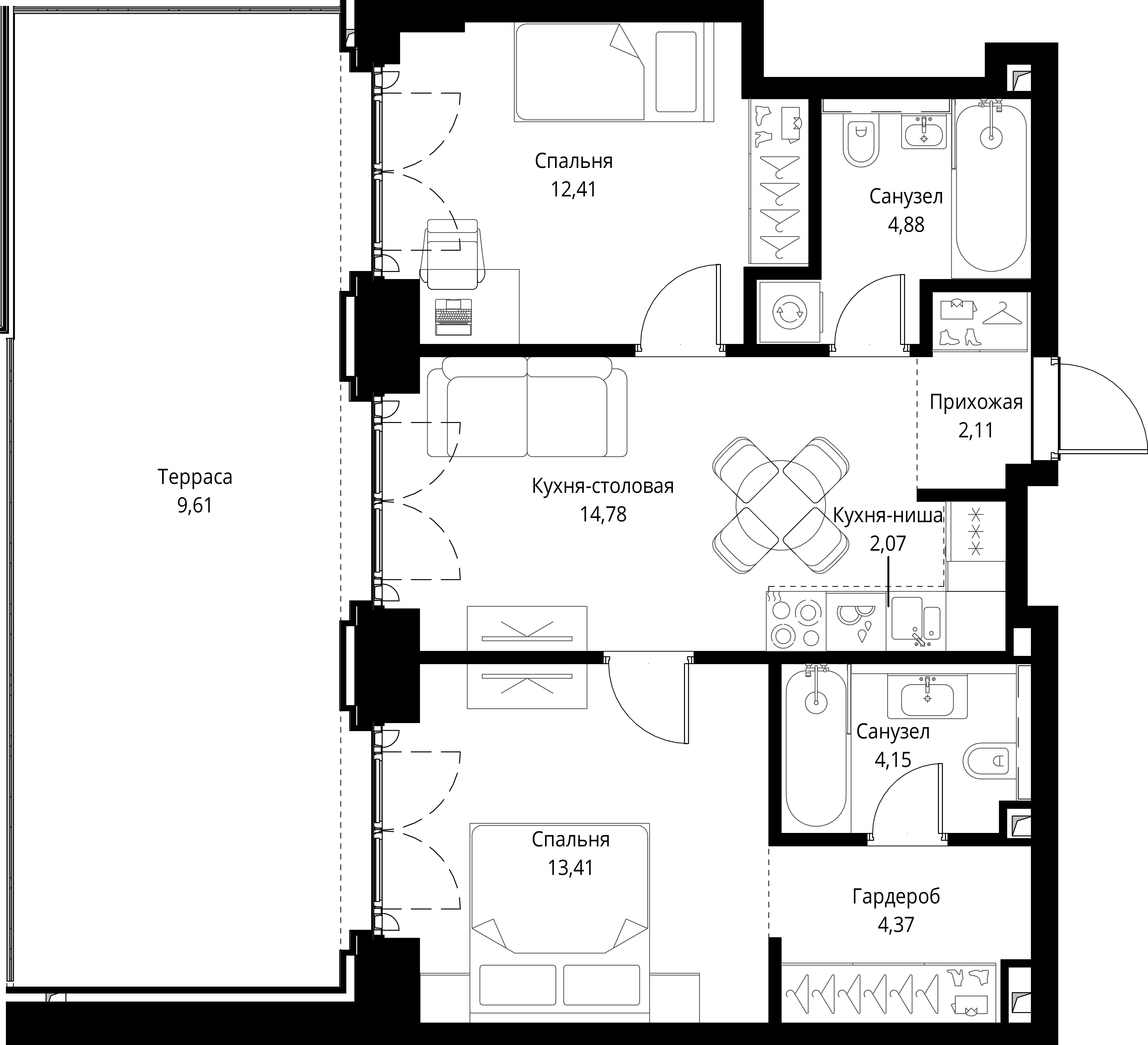 2-комнатная, 67,79 м² — 33 398 153 ₽