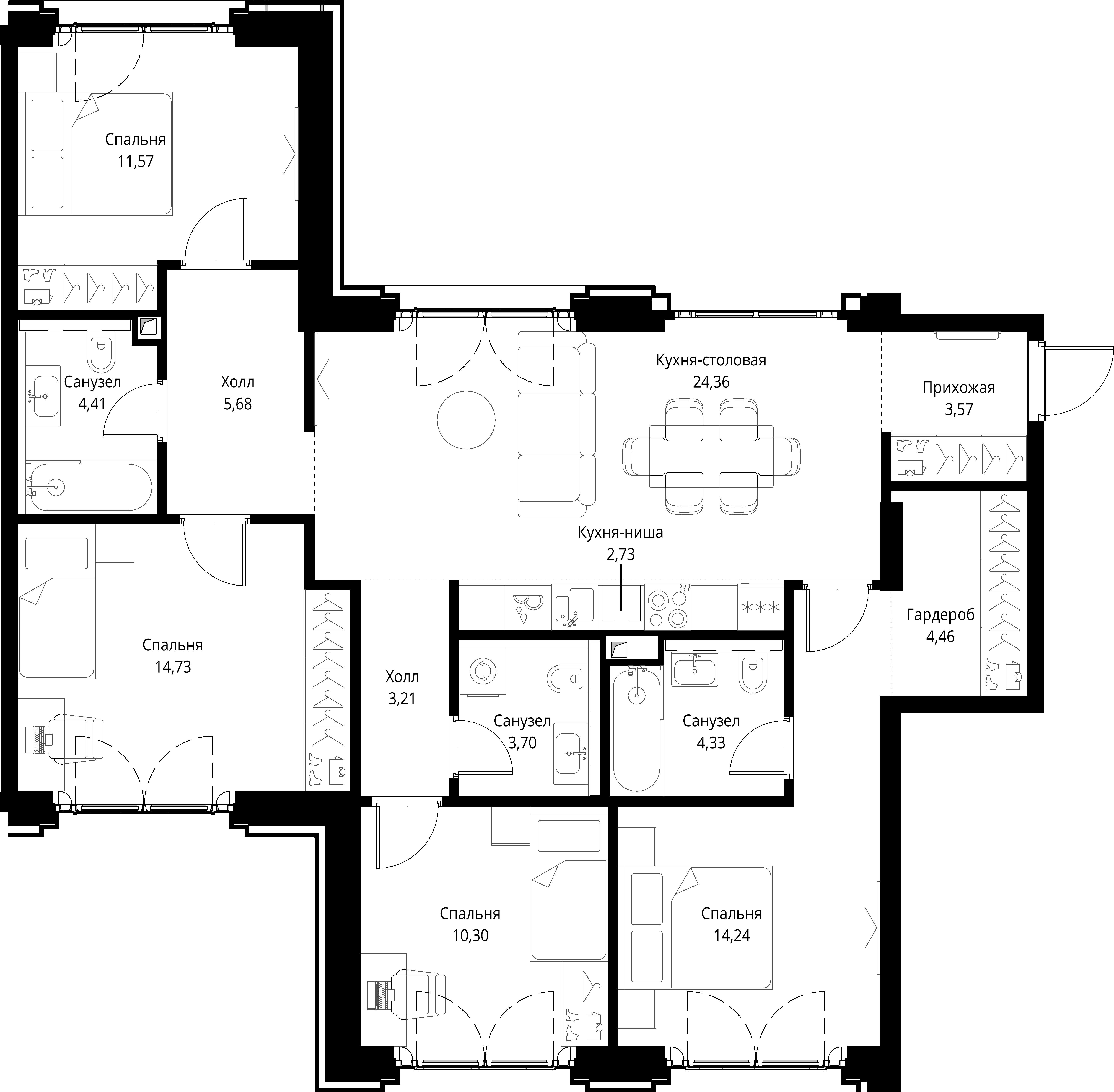 4-комнатная, 107,29 м² — 49 858 572 ₽