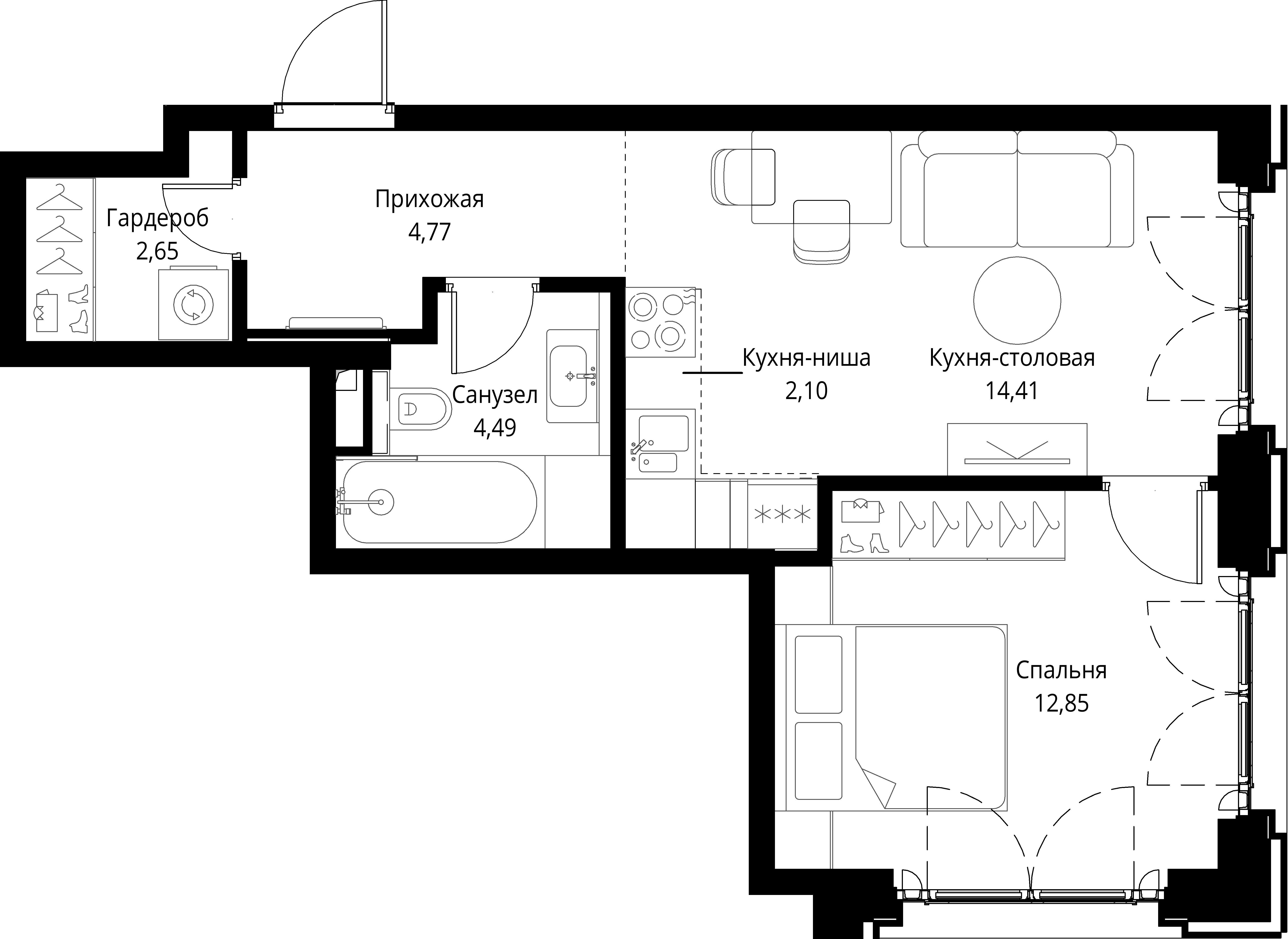 1-комнатная, 41,27 м² — 27 067 218 ₽