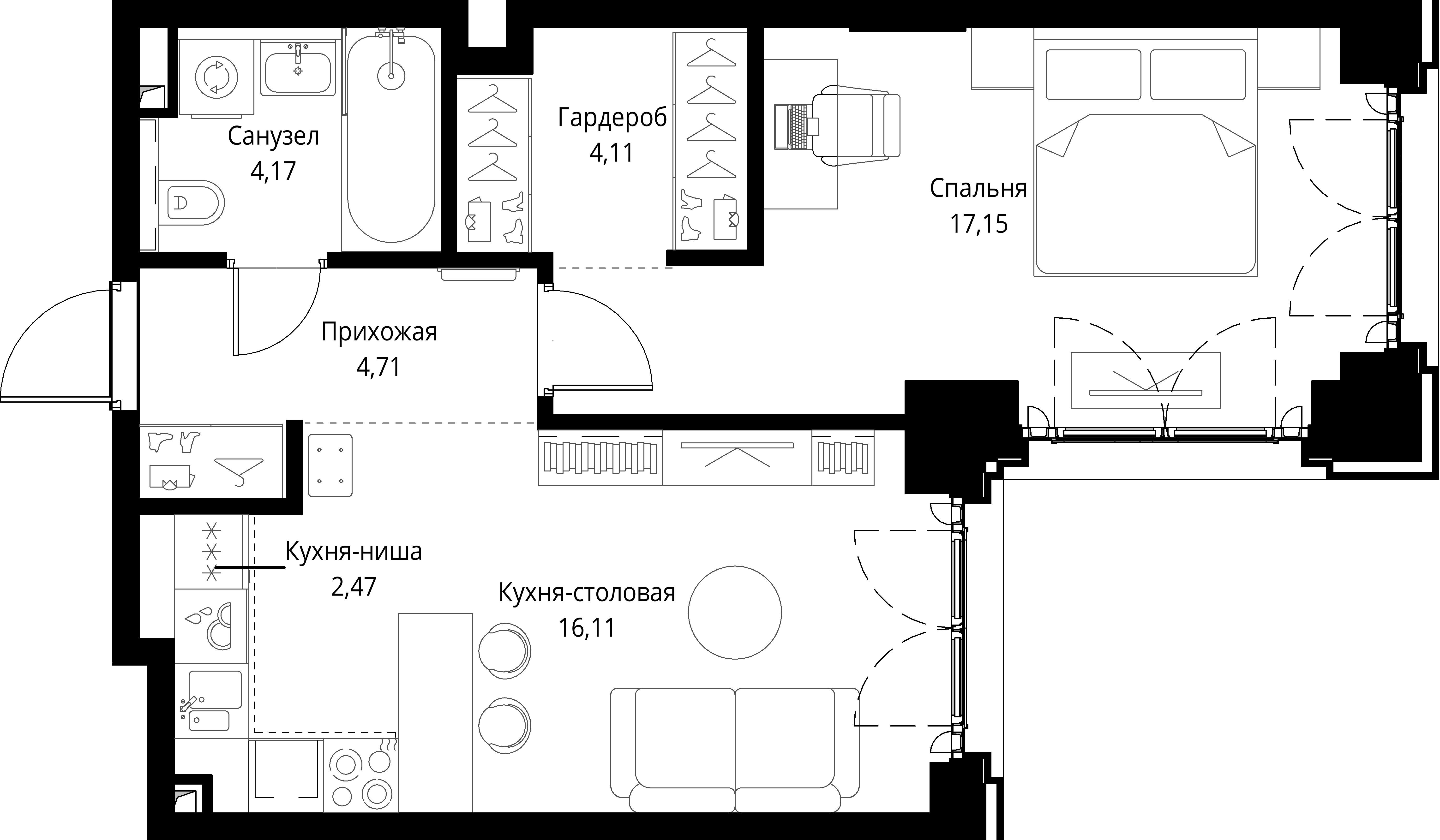 1-комнатная, 48,72 м² — 28 517 229 ₽