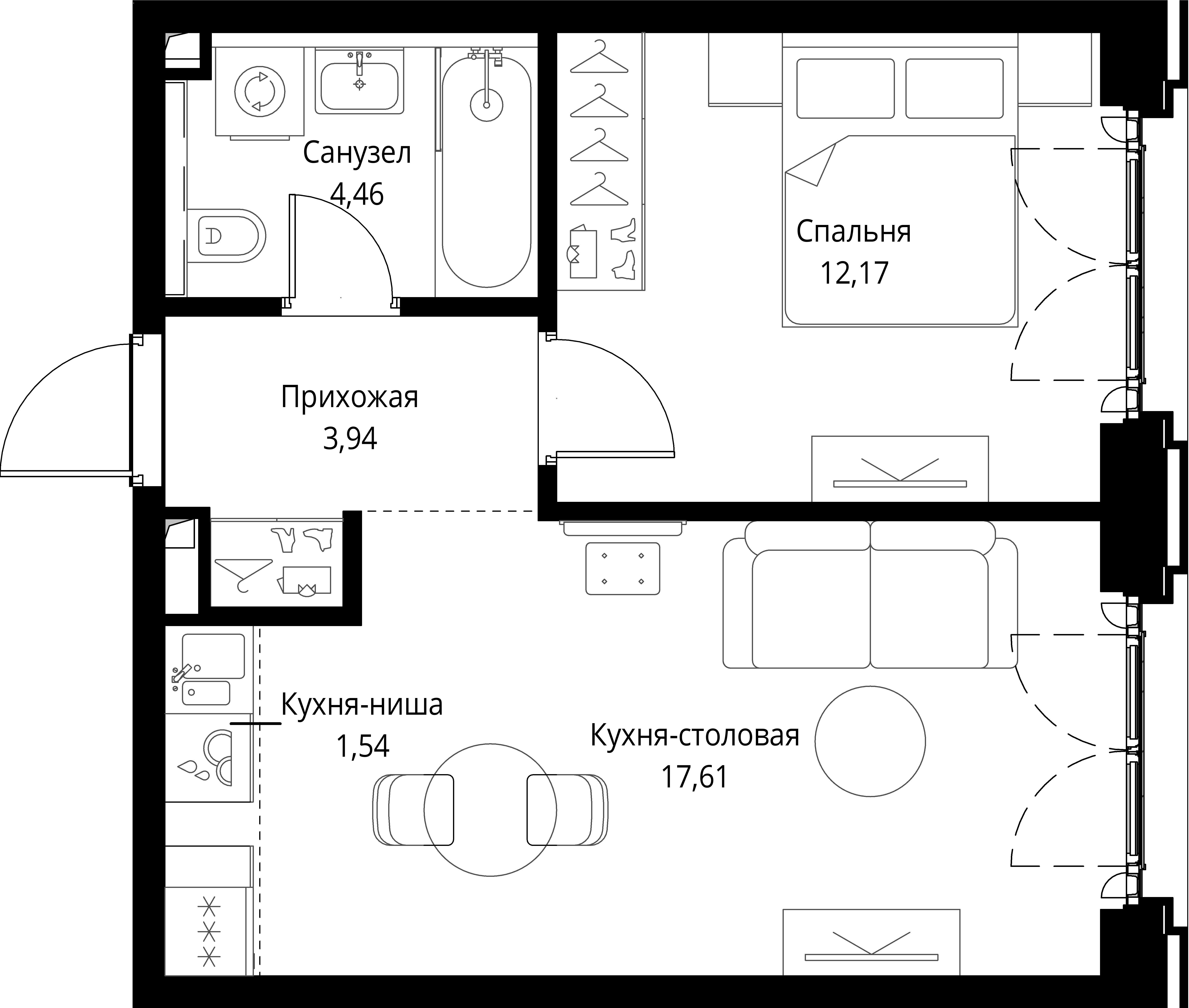 1-комнатная, 39,72 м² — 23 437 890 ₽