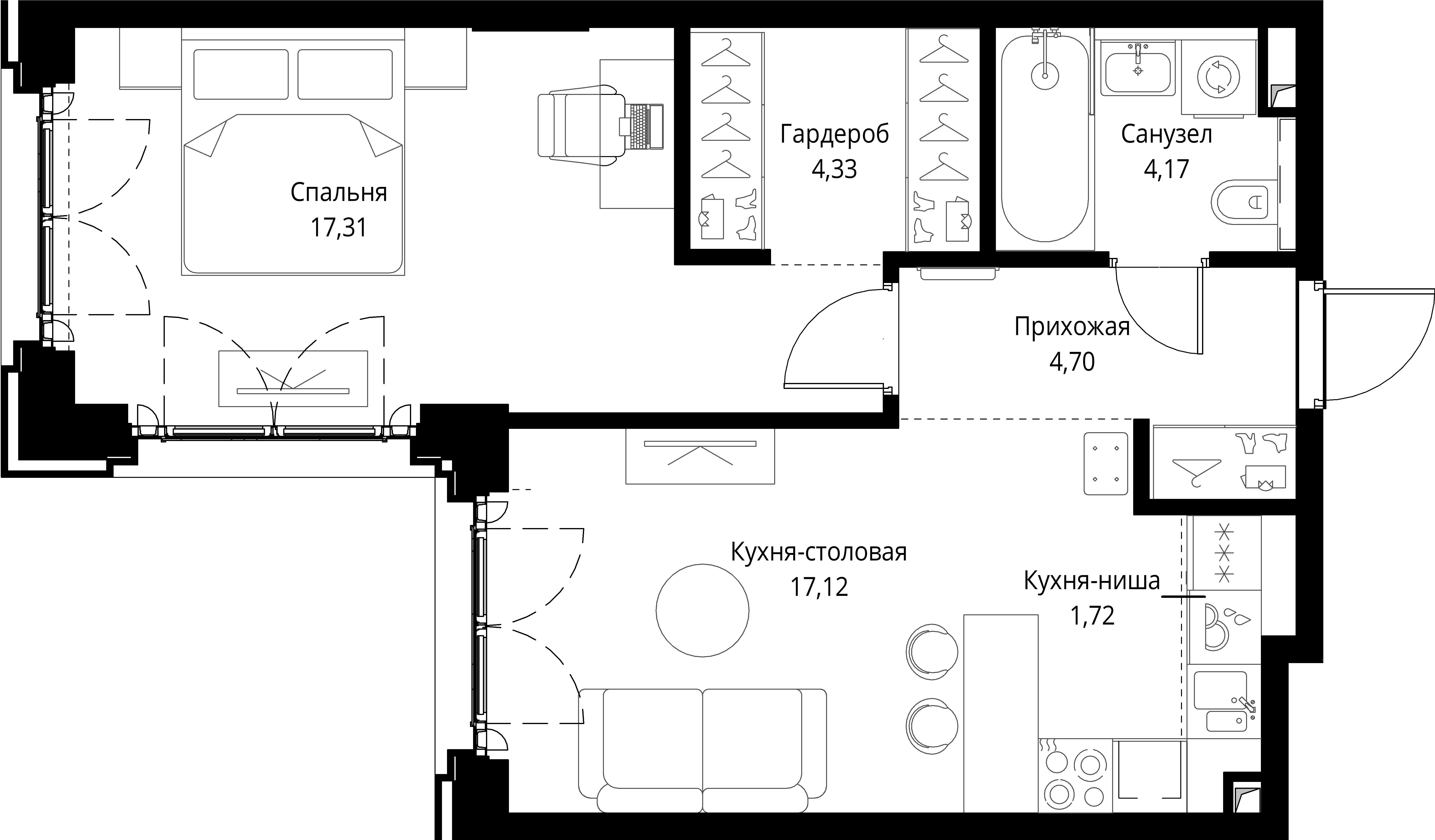 1-комнатная, 49,35 м² — 28 318 515 ₽