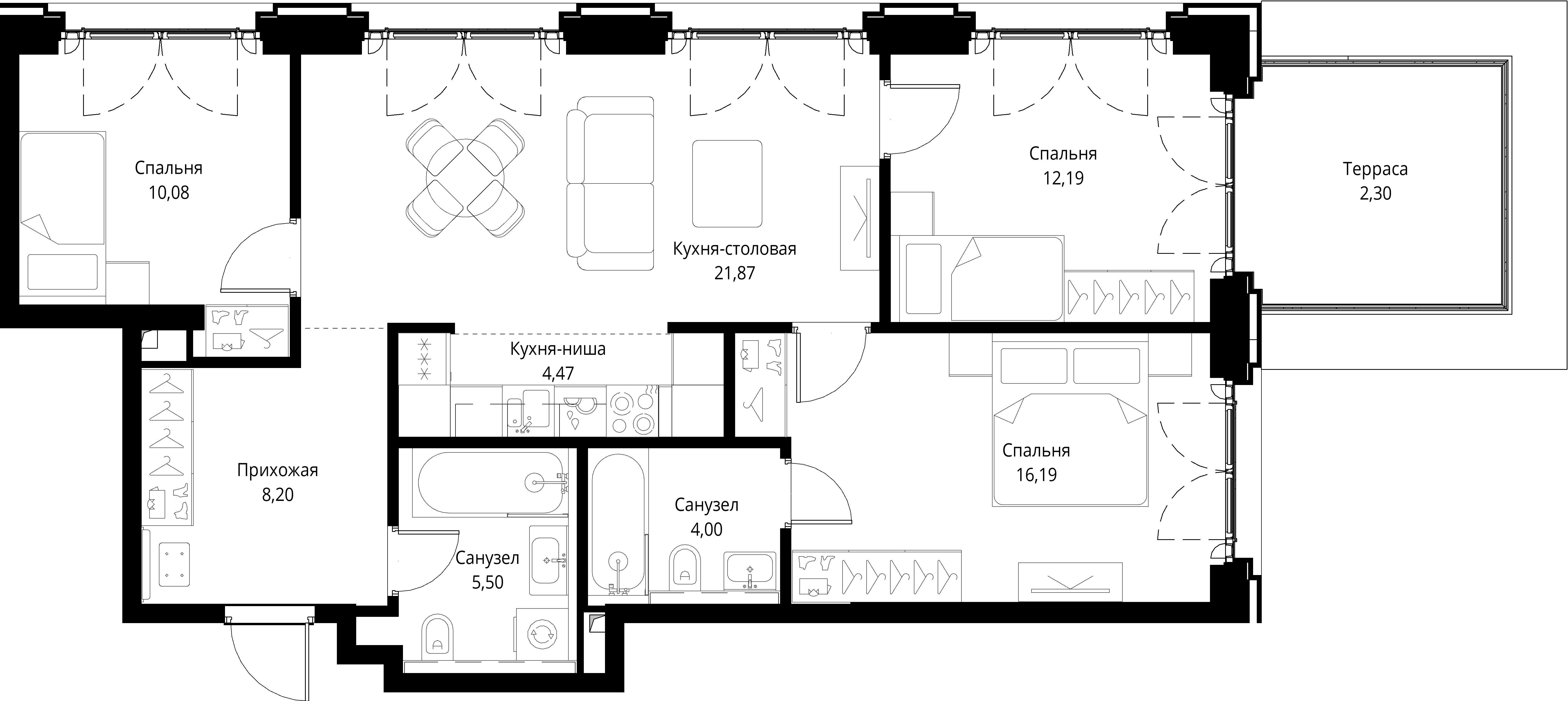 3-комнатная, 84,8 м² — 42 191 274 ₽
