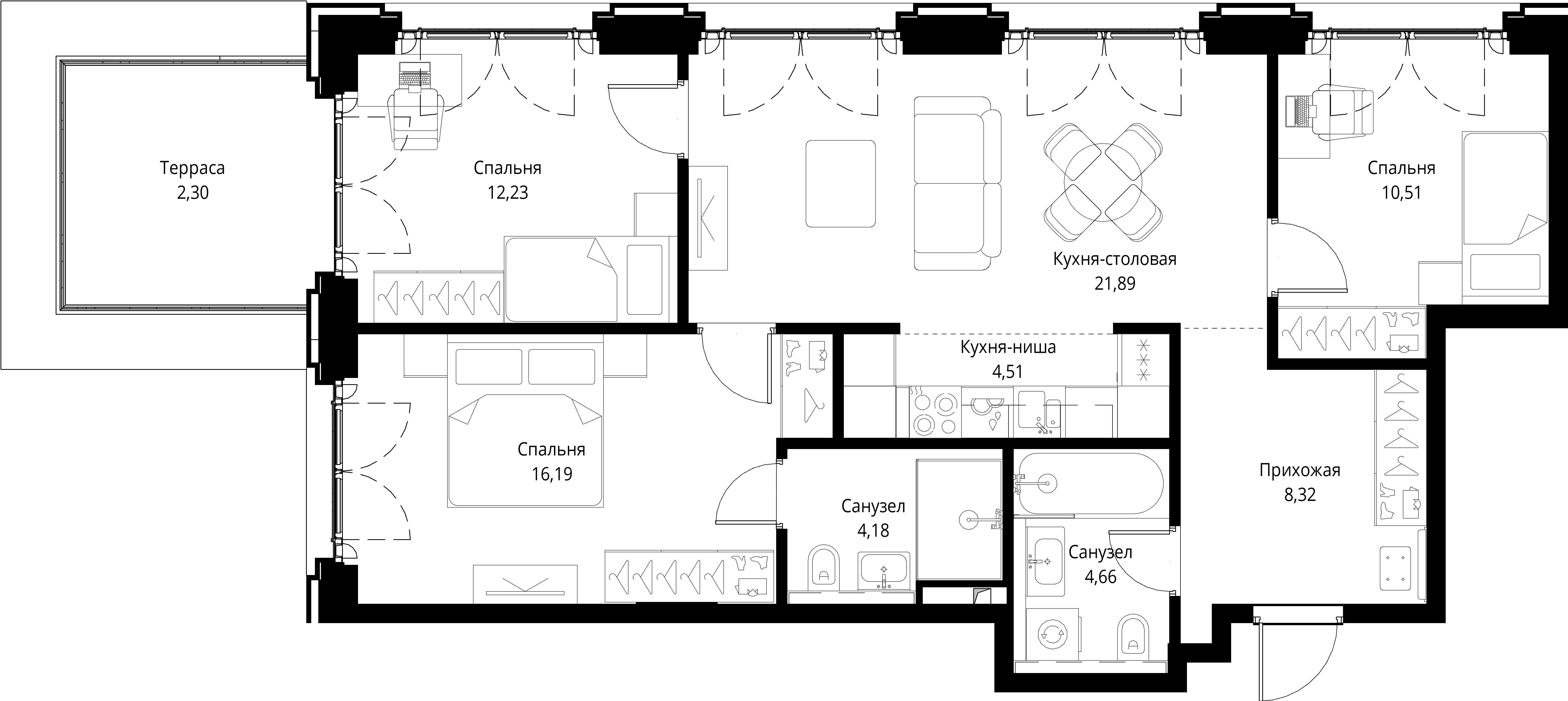 3-комнатная, 84,79 м² — 42 198 084 ₽