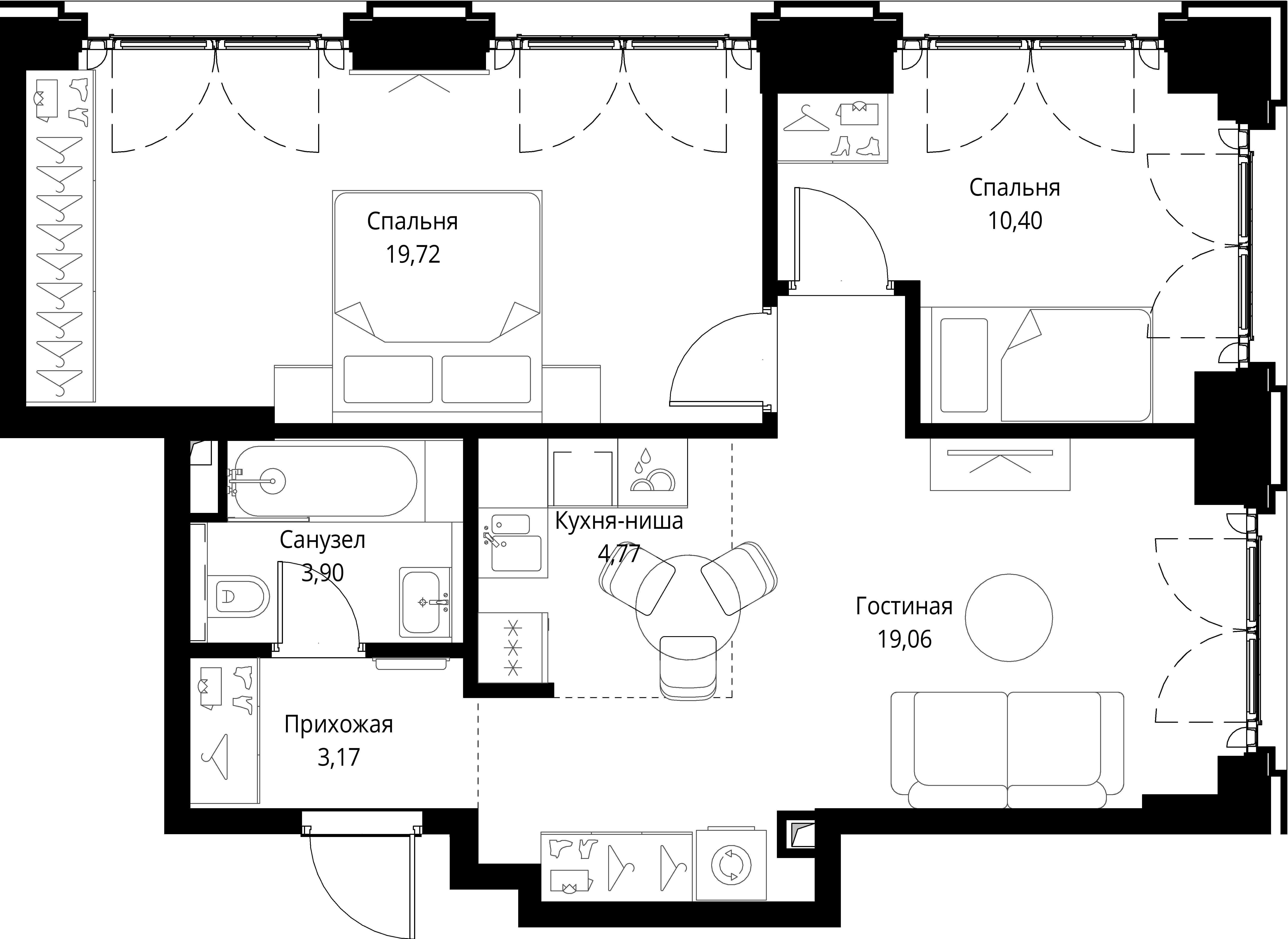 2-комнатная, 61,02 м² — 31 251 032 ₽