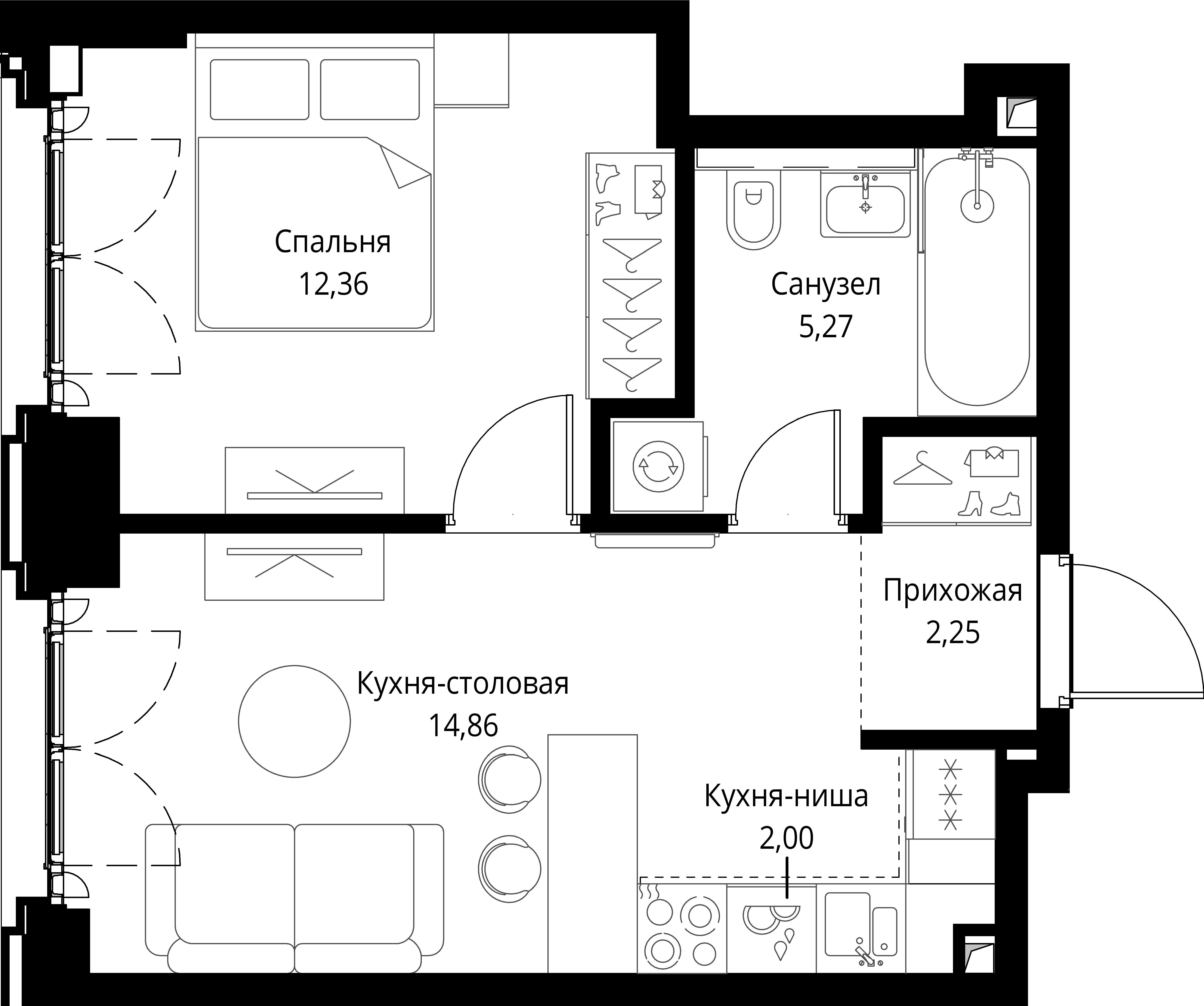1-комнатная, 36,74 м² — 22 981 432 ₽
