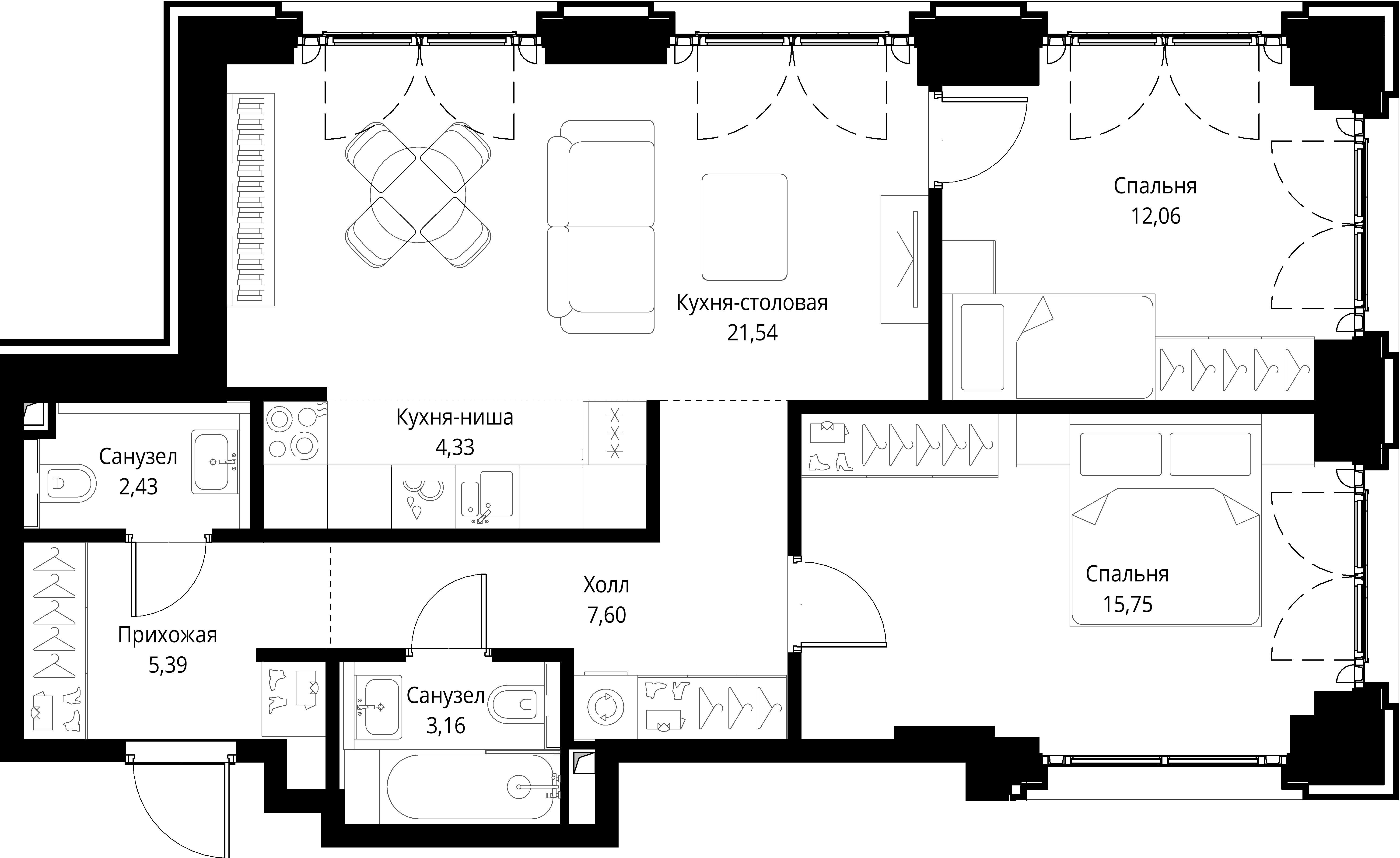 2-комнатная, 72,26 м² — 35 848 852 ₽