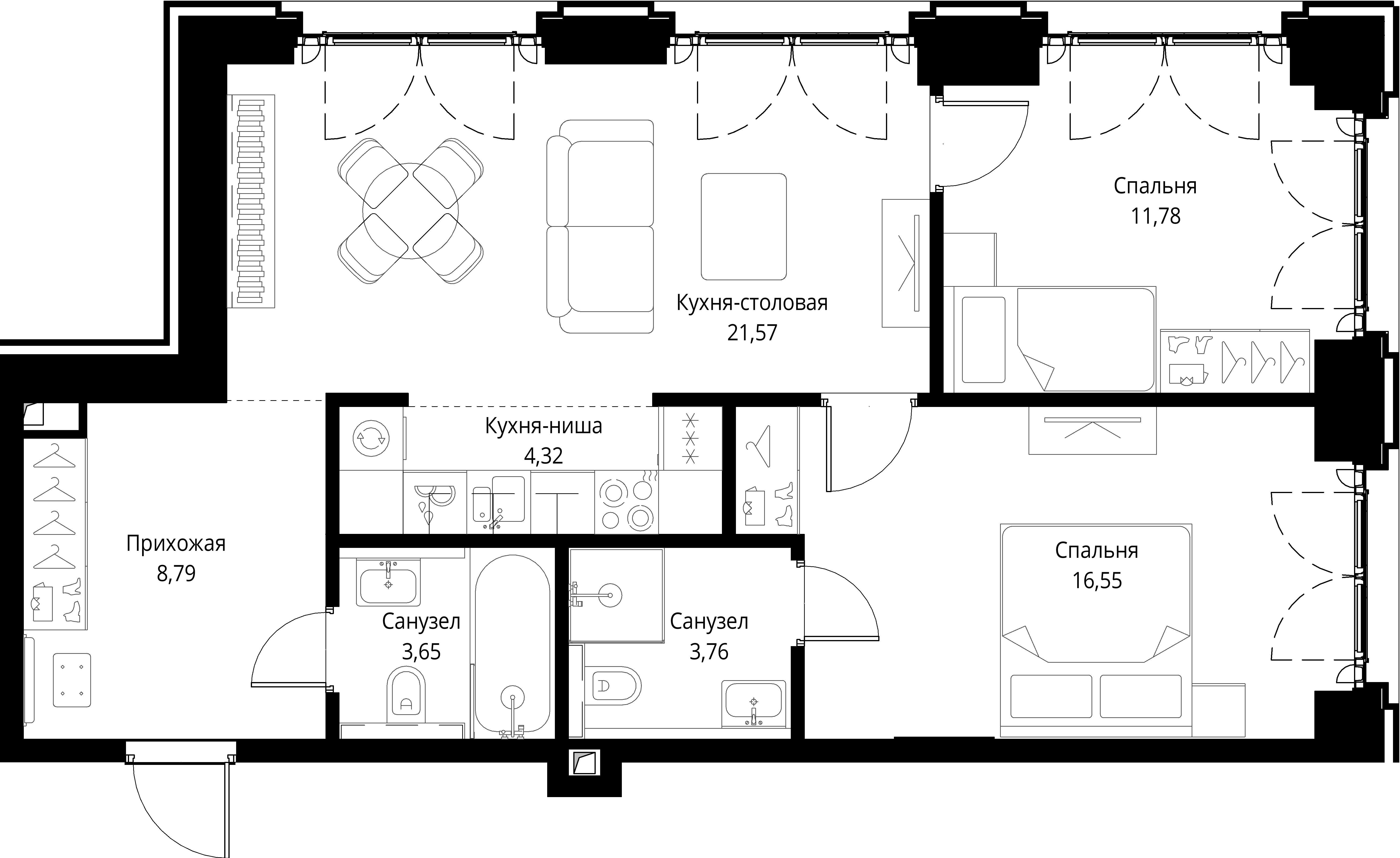 2-комнатная, 70,42 м² — 35 361 438 ₽