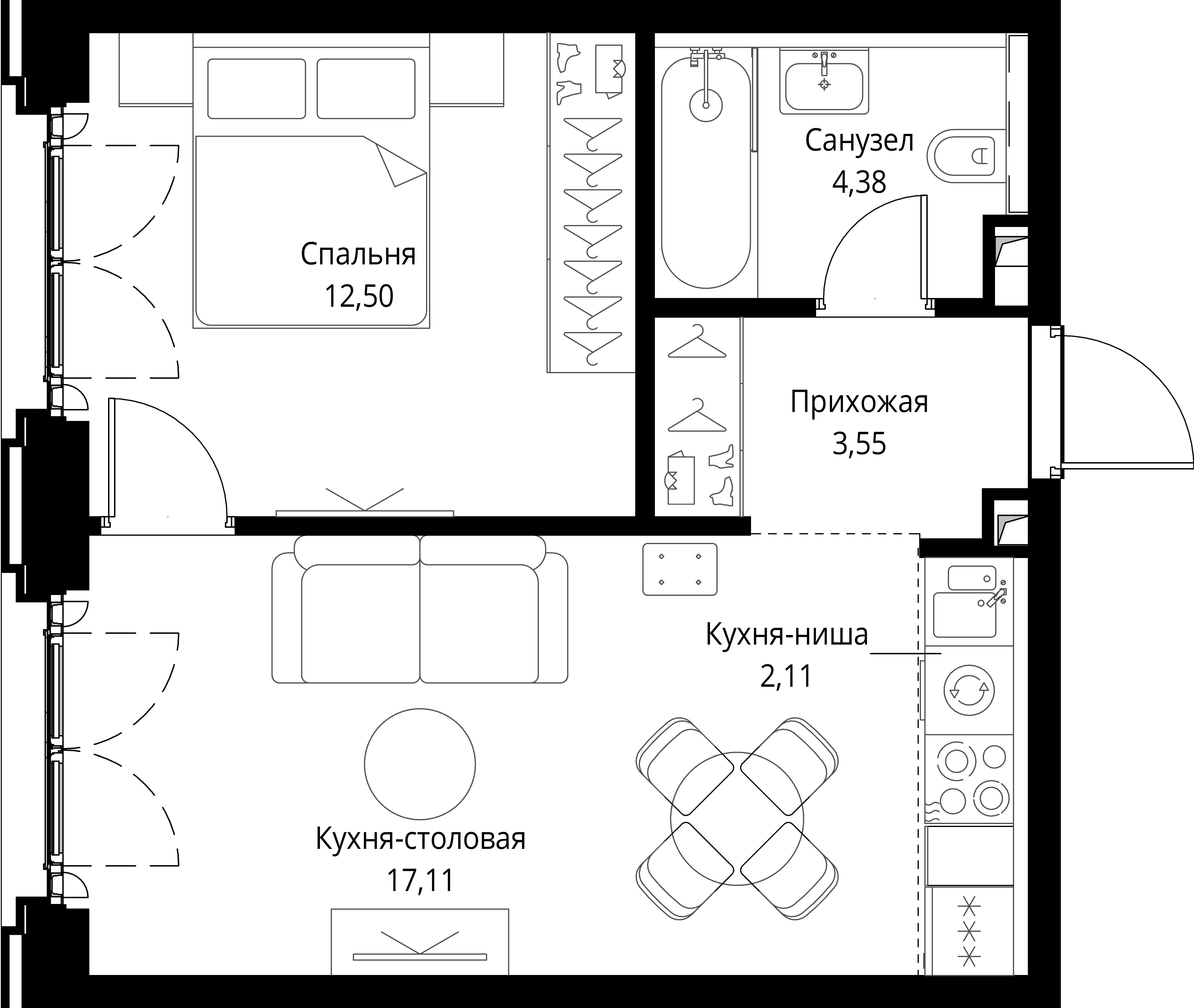 1-комнатная, 39,65 м² — 25 529 418 ₽