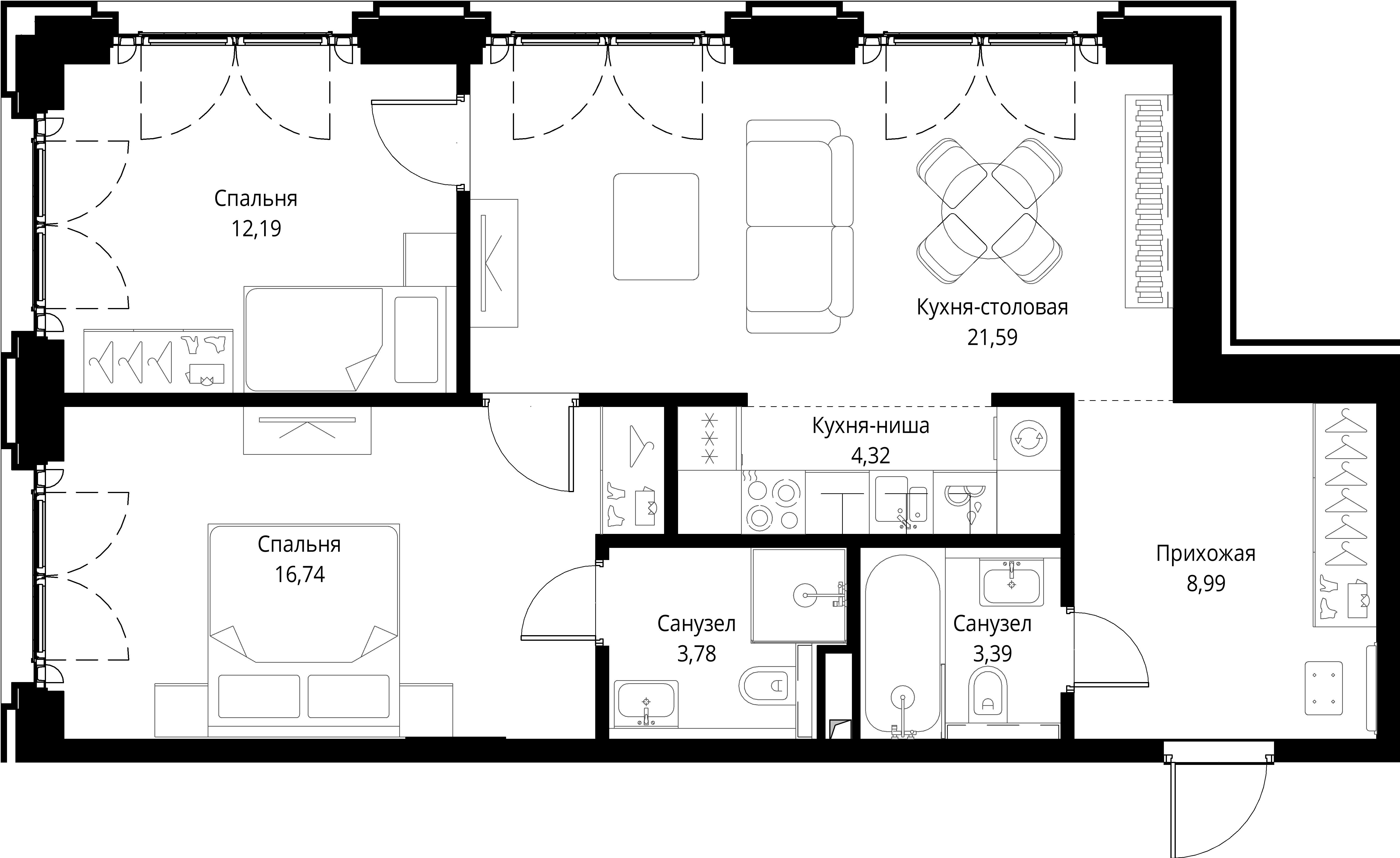 2-комнатная, 71 м² — 35 367 534 ₽