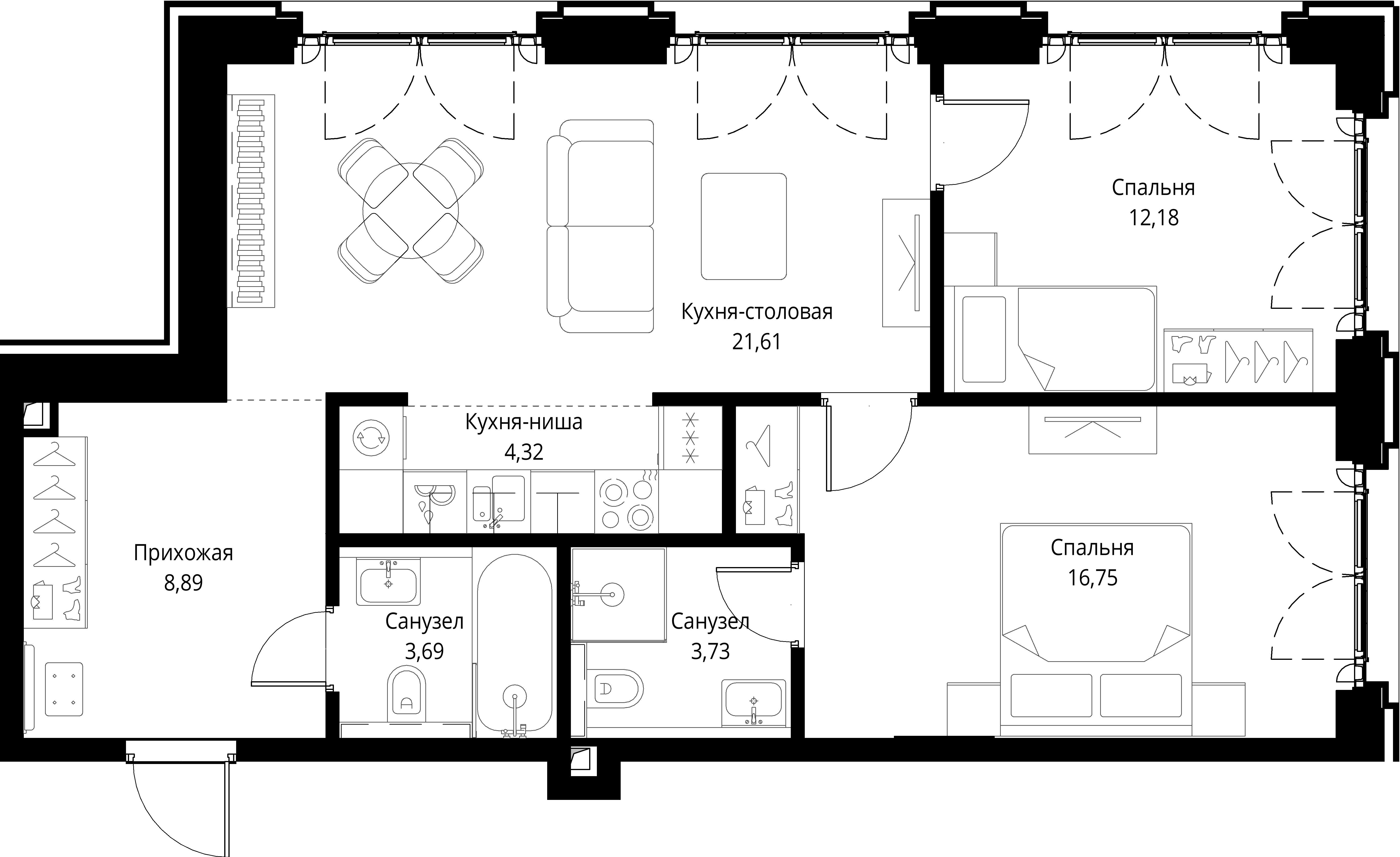 2-комнатная, 71,17 м² — 35 596 045 ₽