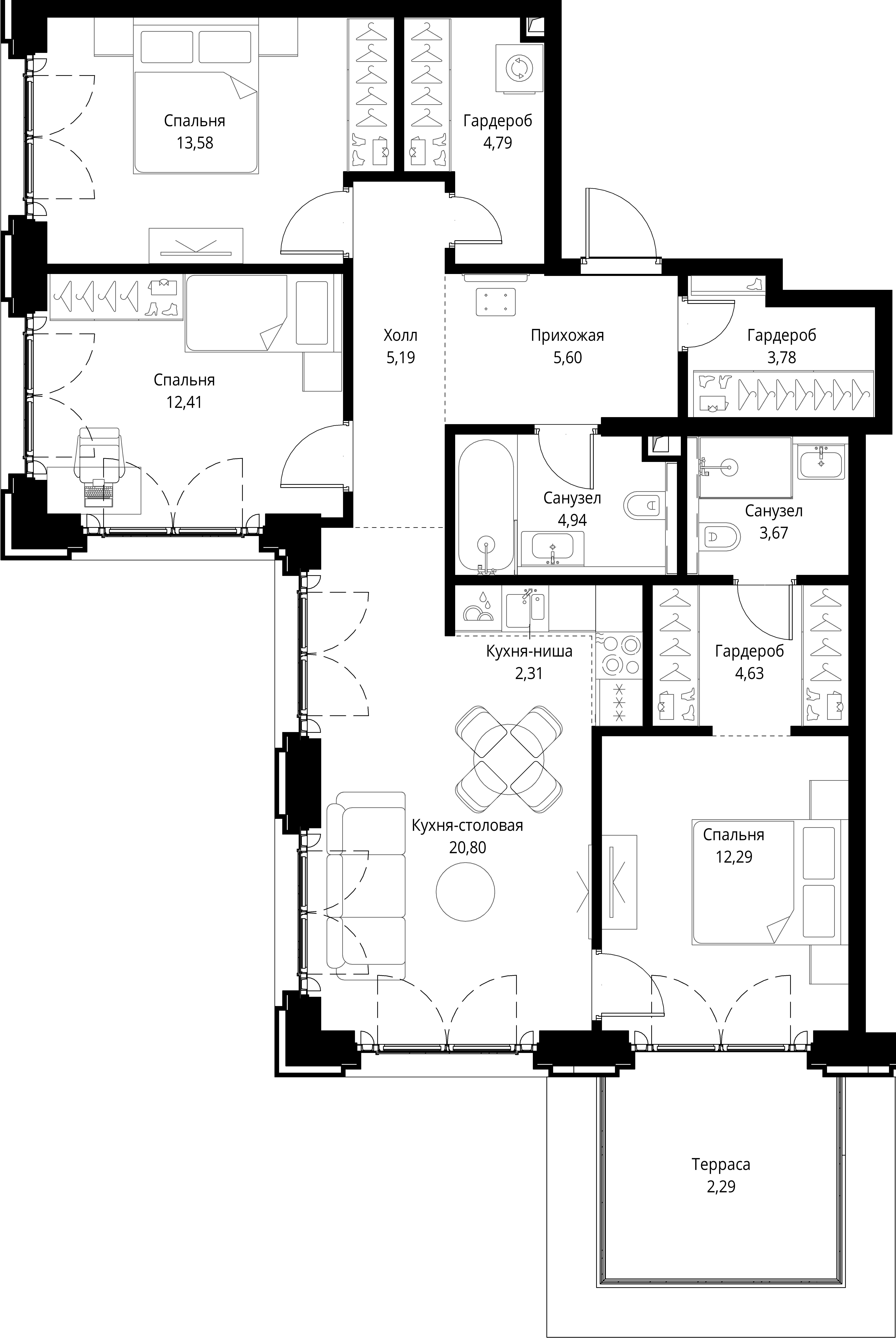 3-комнатная, 96,28 м² — 60 232 585 ₽