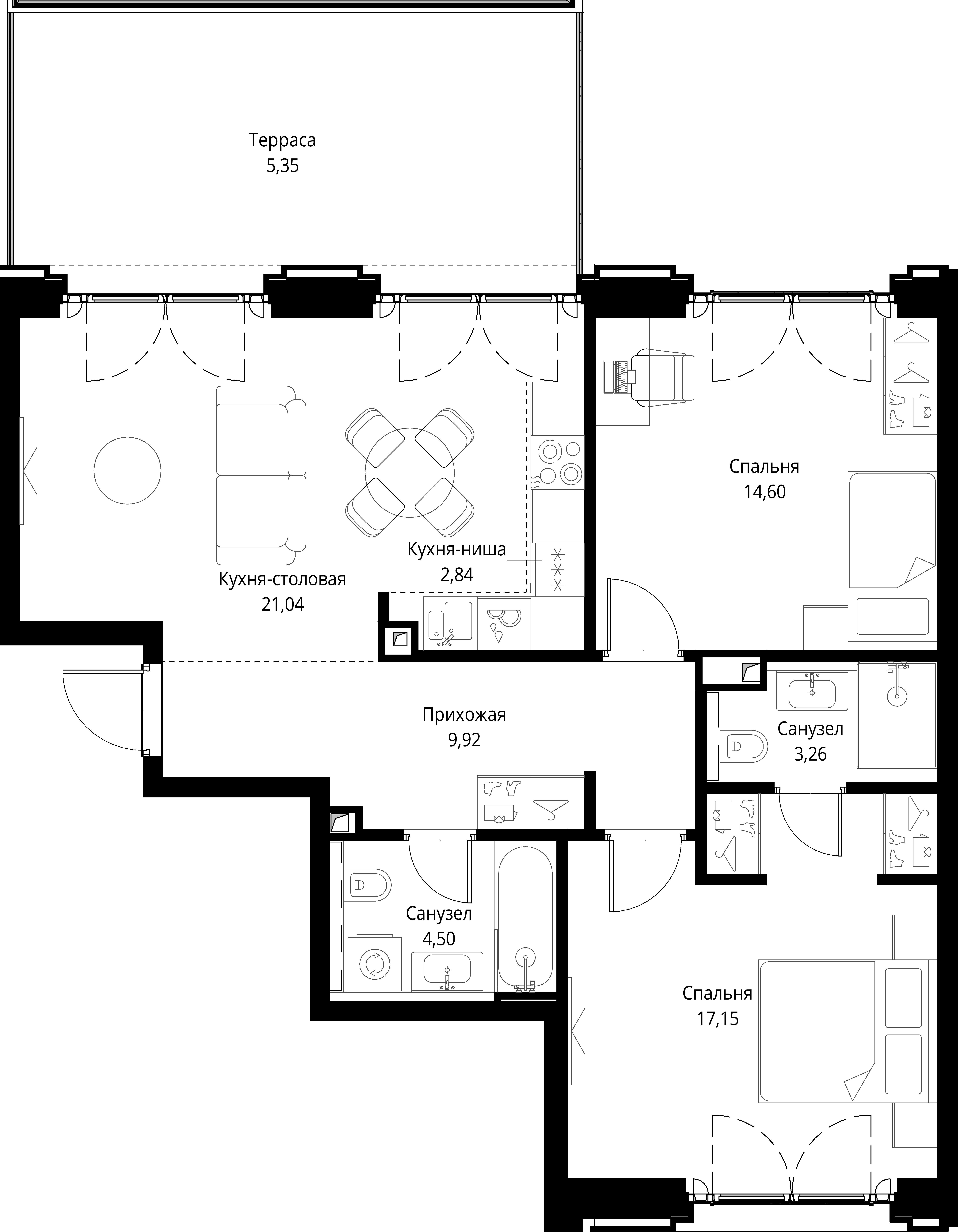 2-комнатная, 78,66 м² — 40 214 744 ₽