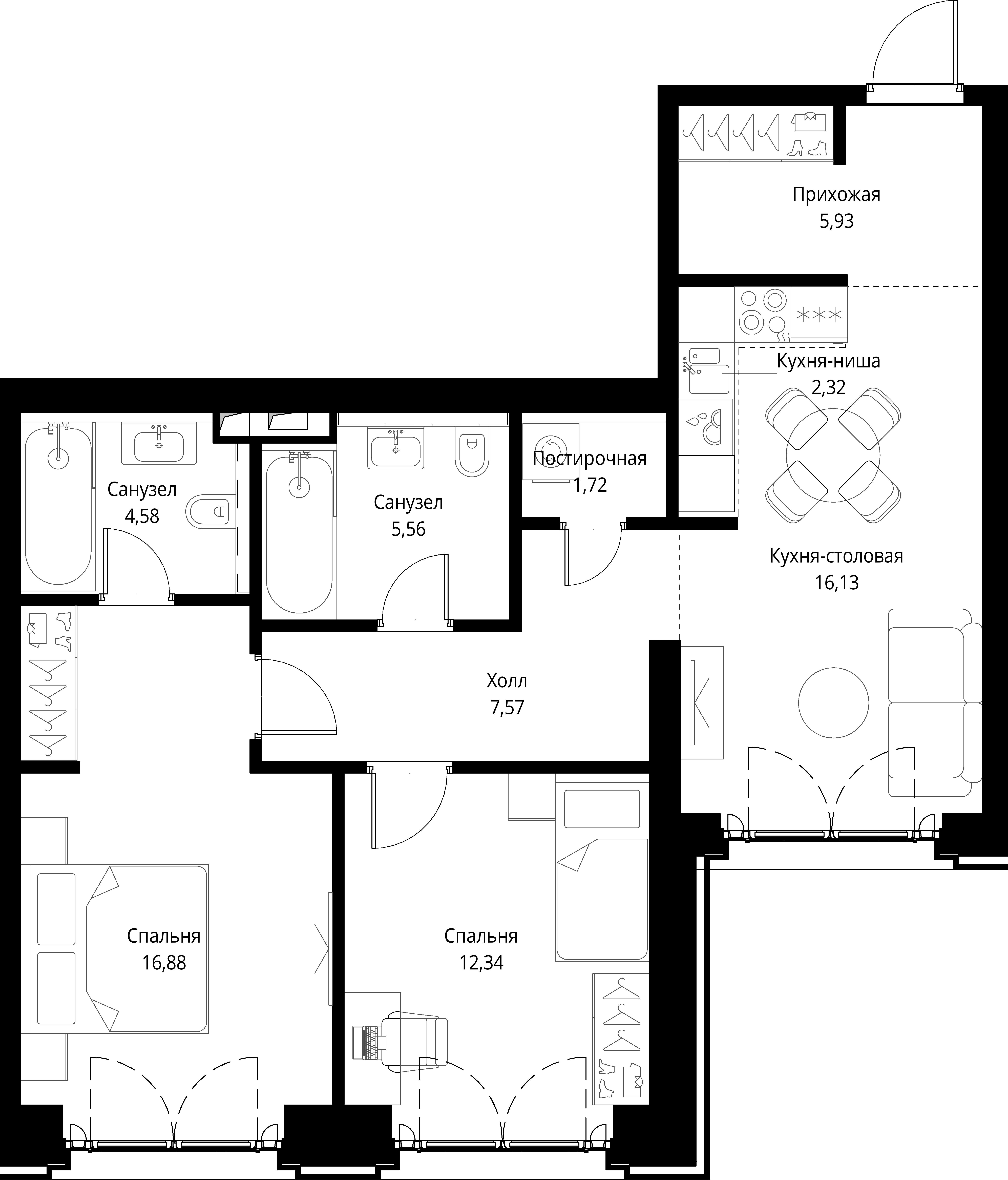2-комнатная, 73,03 м² — 35 979 354 ₽