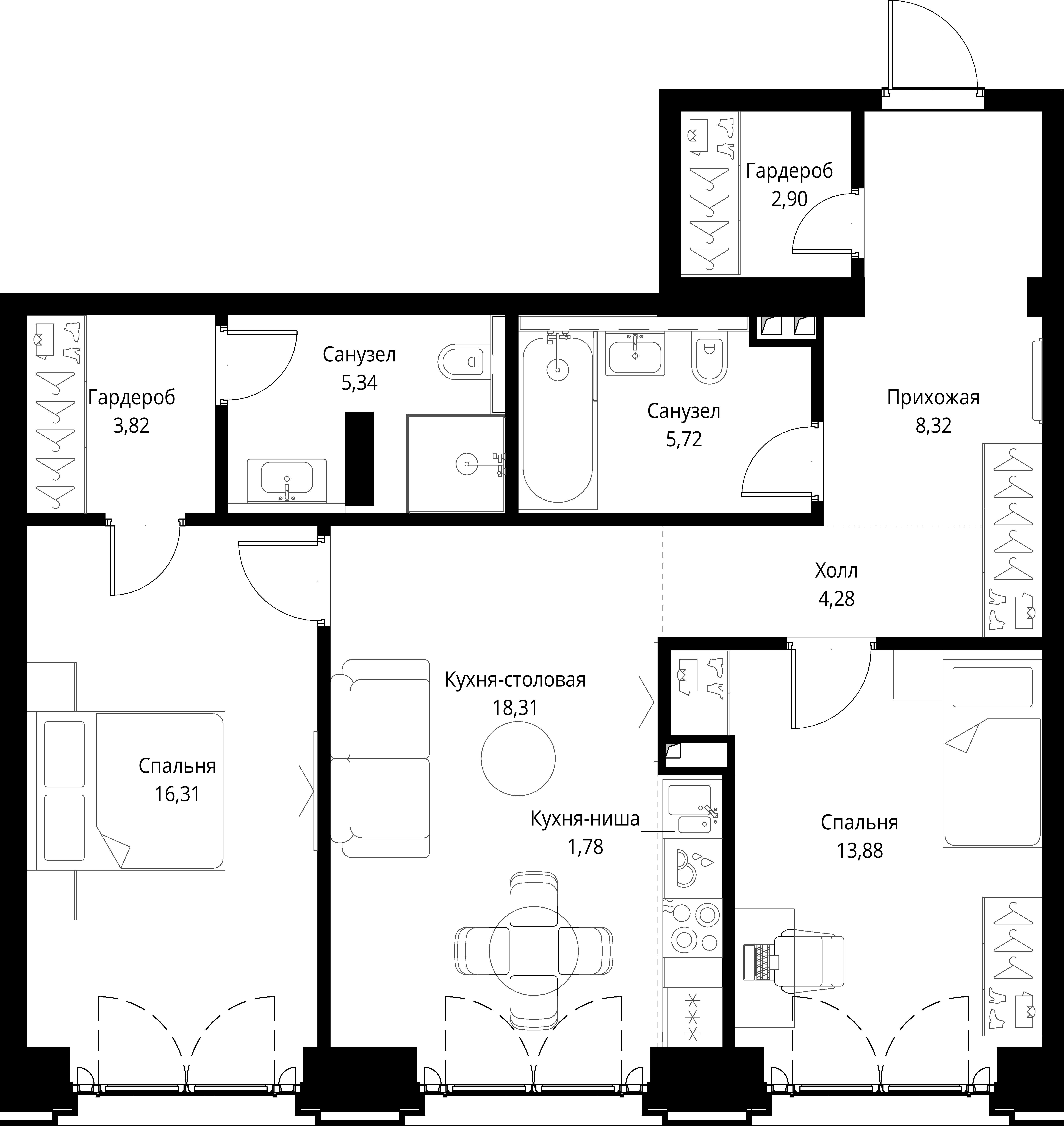2-комнатная, 80,66 м² — 38 287 527 ₽