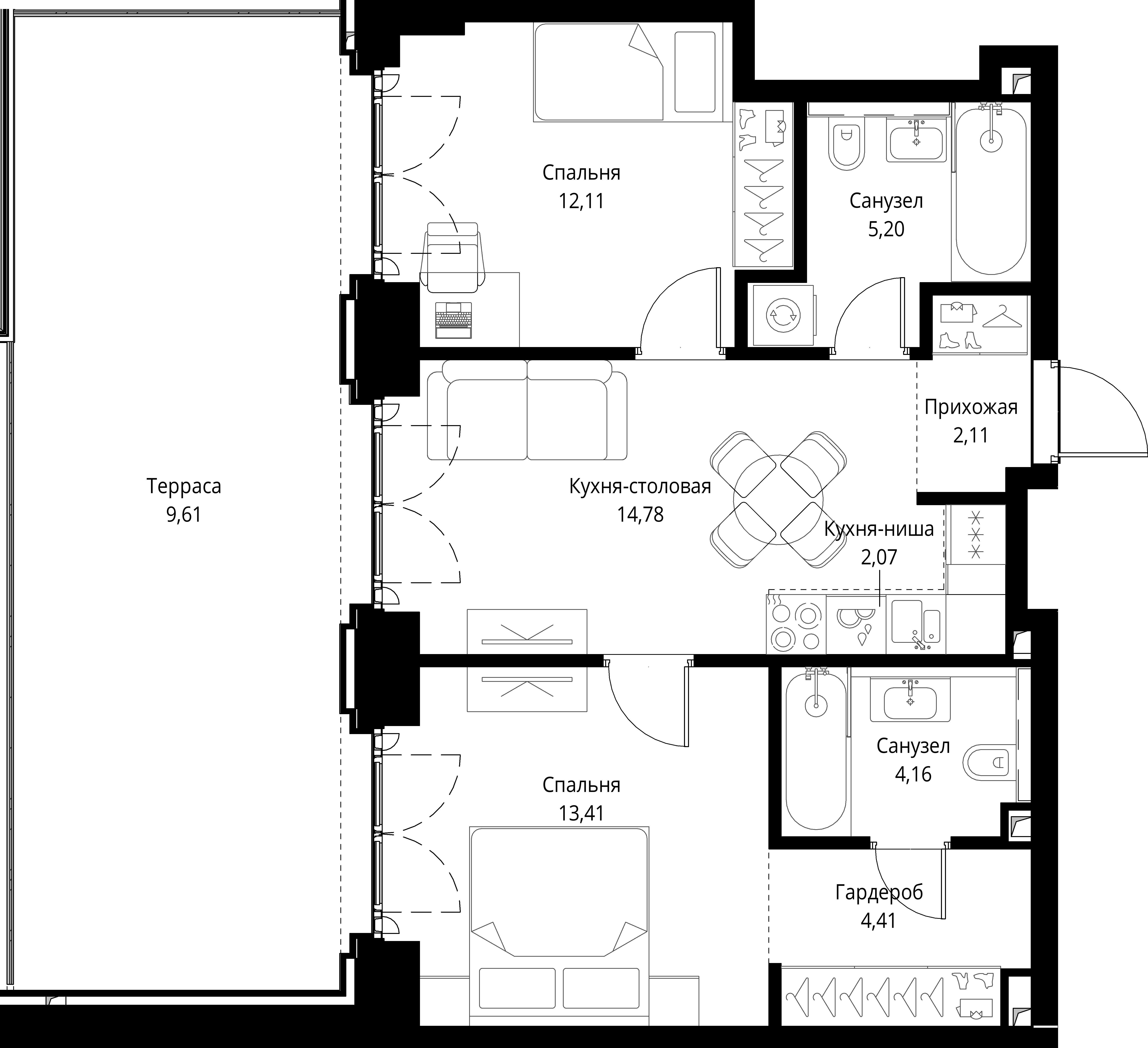 2-комнатная, 67,86 м² — 34 087 475 ₽